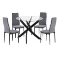 ΣΕΤ ΤΡΑΠΕΖΑΡΙΑΣ 5ΤΜΧ LADY HM21199.01 ΓΥΑΛΙ--ΜΕΤΑΛΛΟ ΣΕ ΜΑΥΡΟ & ΒΕΛΟΥΔΟ ΓΚΡΙ