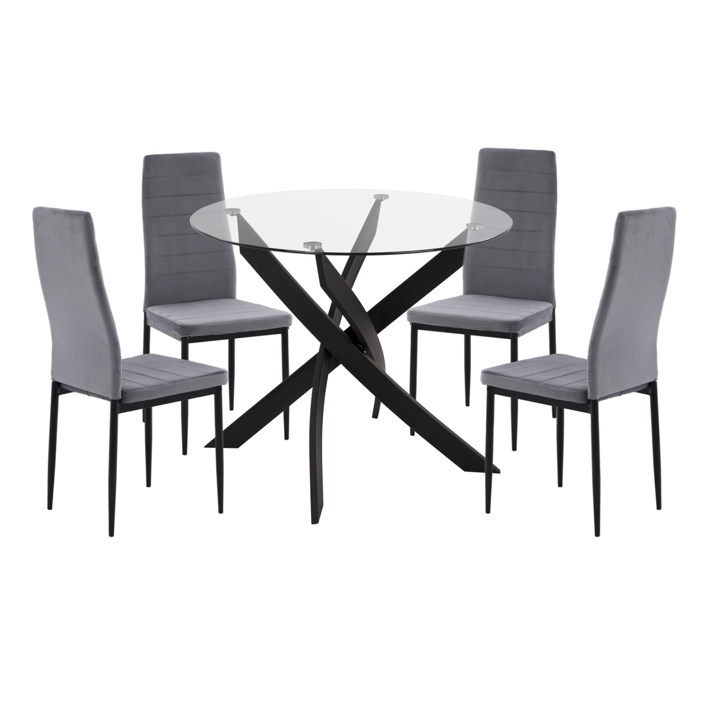 ΣΕΤ ΤΡΑΠΕΖΑΡΙΑΣ 5ΤΜΧ LADY HM21199.01 ΓΥΑΛΙ--ΜΕΤΑΛΛΟ ΣΕ ΜΑΥΡΟ & ΒΕΛΟΥΔΟ ΓΚΡΙ