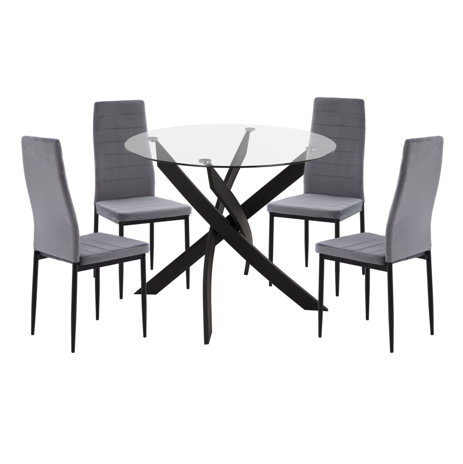 ΣΕΤ ΤΡΑΠΕΖΑΡΙΑΣ 5ΤΜΧ LADY HM21199.01 ΓΥΑΛΙ--ΜΕΤΑΛΛΟ ΣΕ ΜΑΥΡΟ & ΒΕΛΟΥΔΟ ΓΚΡΙ