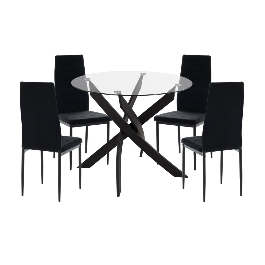 ΣΕΤ ΤΡΑΠΕΖΑΡΙΑΣ 5ΤΜΧ LADY HM21199.04 ΓΥΑΛΙ--ΜΕΤΑΛΛΟ & ΒΕΛΟΥΔΟ ΣΕ ΜΑΥΡΟ