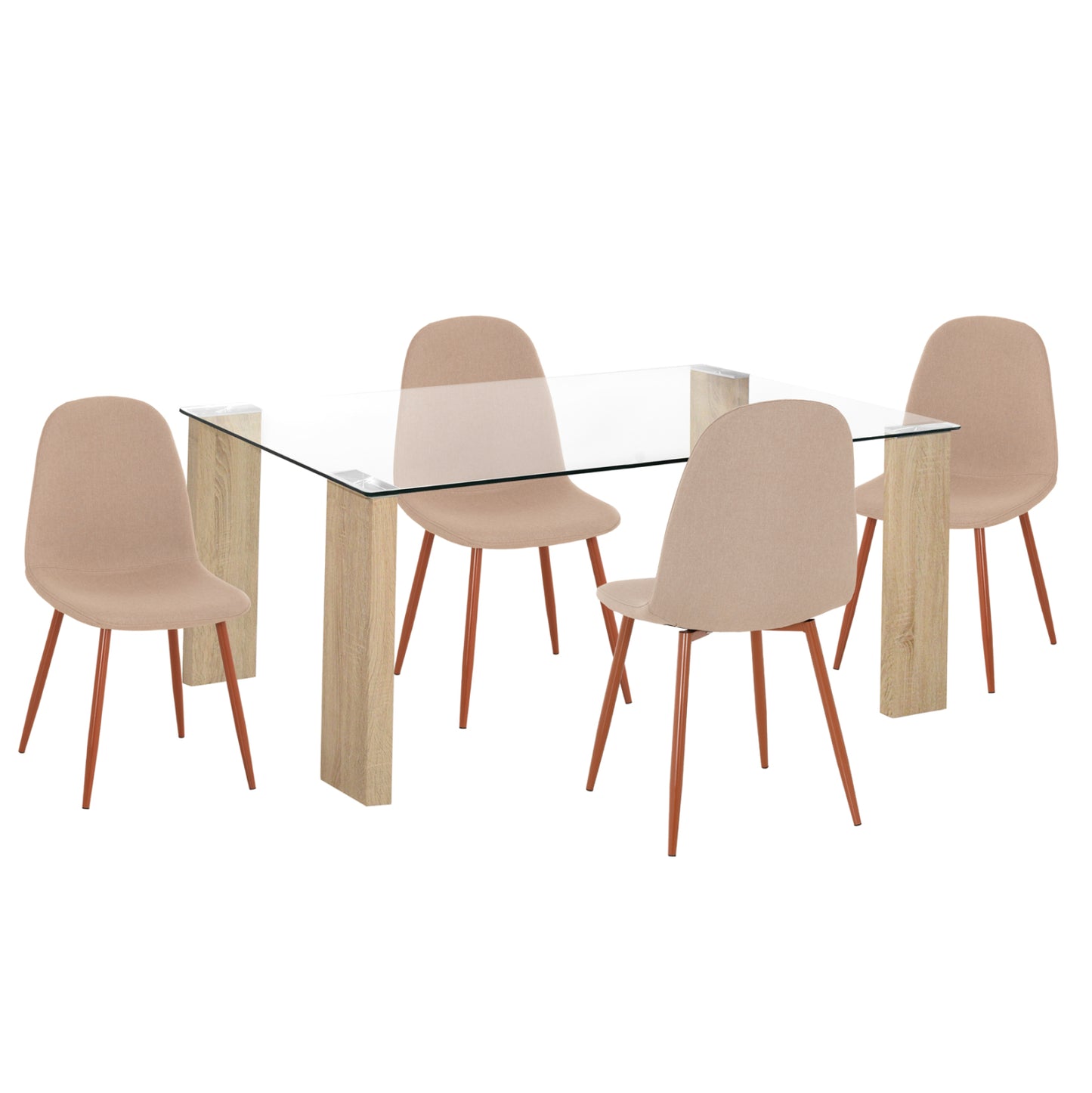 ΣΕΤ ΤΡΑΠΕΖΑΡΙΑΣ 5ΤΜΧ LEOMOR HM21270.01 ΤΡΑΠΕΖΙ & 4 ΚΑΡΕΚΛΕΣ - ΜΠΕΖ ΥΦΑΣΜΑ