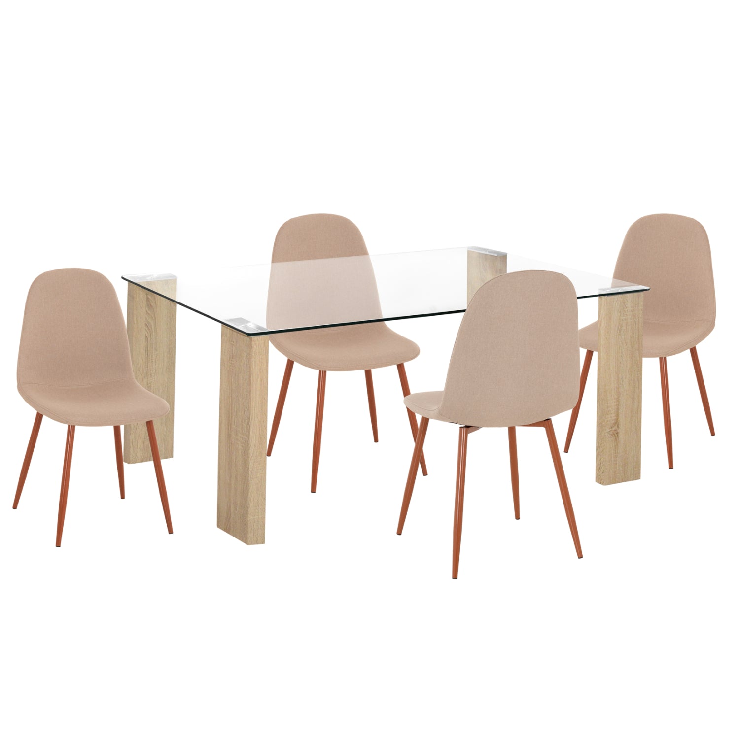 ΣΕΤ ΤΡΑΠΕΖΑΡΙΑΣ 5ΤΜΧ LEOMOR HM21270.01 ΤΡΑΠΕΖΙ & 4 ΚΑΡΕΚΛΕΣ - ΜΠΕΖ ΥΦΑΣΜΑ