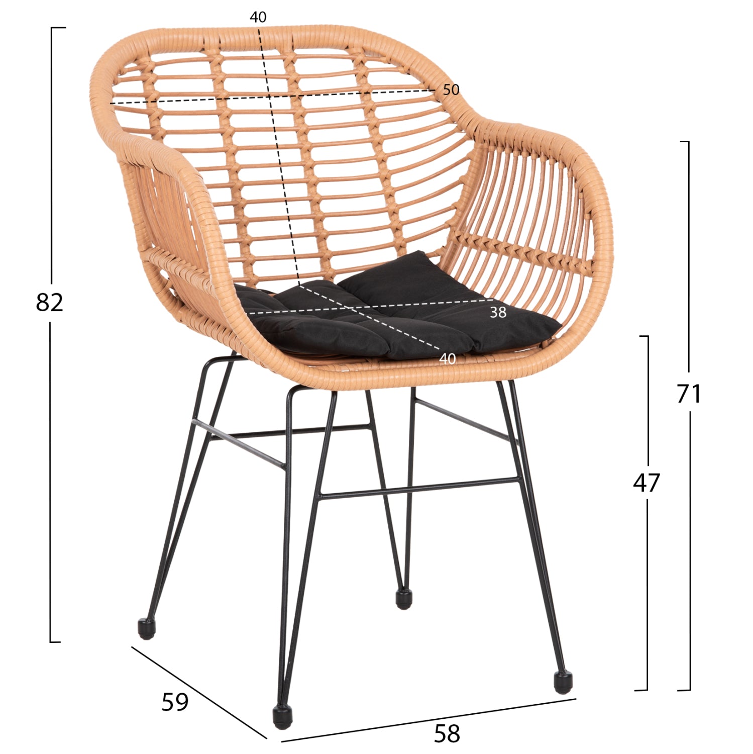 ΣΕΤ ΤΡΑΠΕΖΑΡΙΑΣ 7ΤΜΧ ALLEGRA HM10495 WICKER ΜΠΕΖ-ΜΕΤΑΛΛΟ ΜΑΥΡΟ