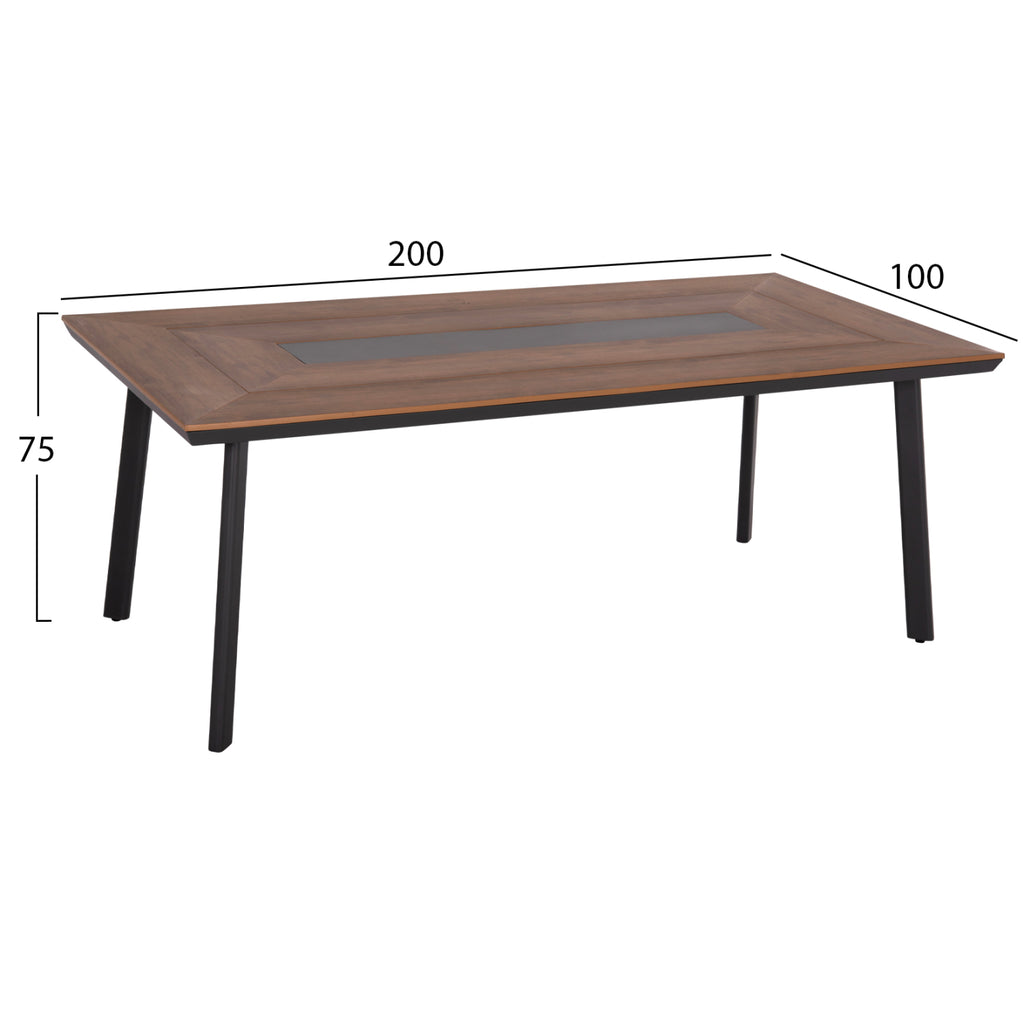 ΣΕΤ ΤΡΑΠΕΖΑΡΙΑΣ 7ΤΜΧ MAERLY HM10826.13 ΑΛΟΥΜΙΝΙΟ & ΜΑΞΙΛΑΡΙΑ ΣΚΟΥΡΟ ΓΚΡΙ--POLYWOOD