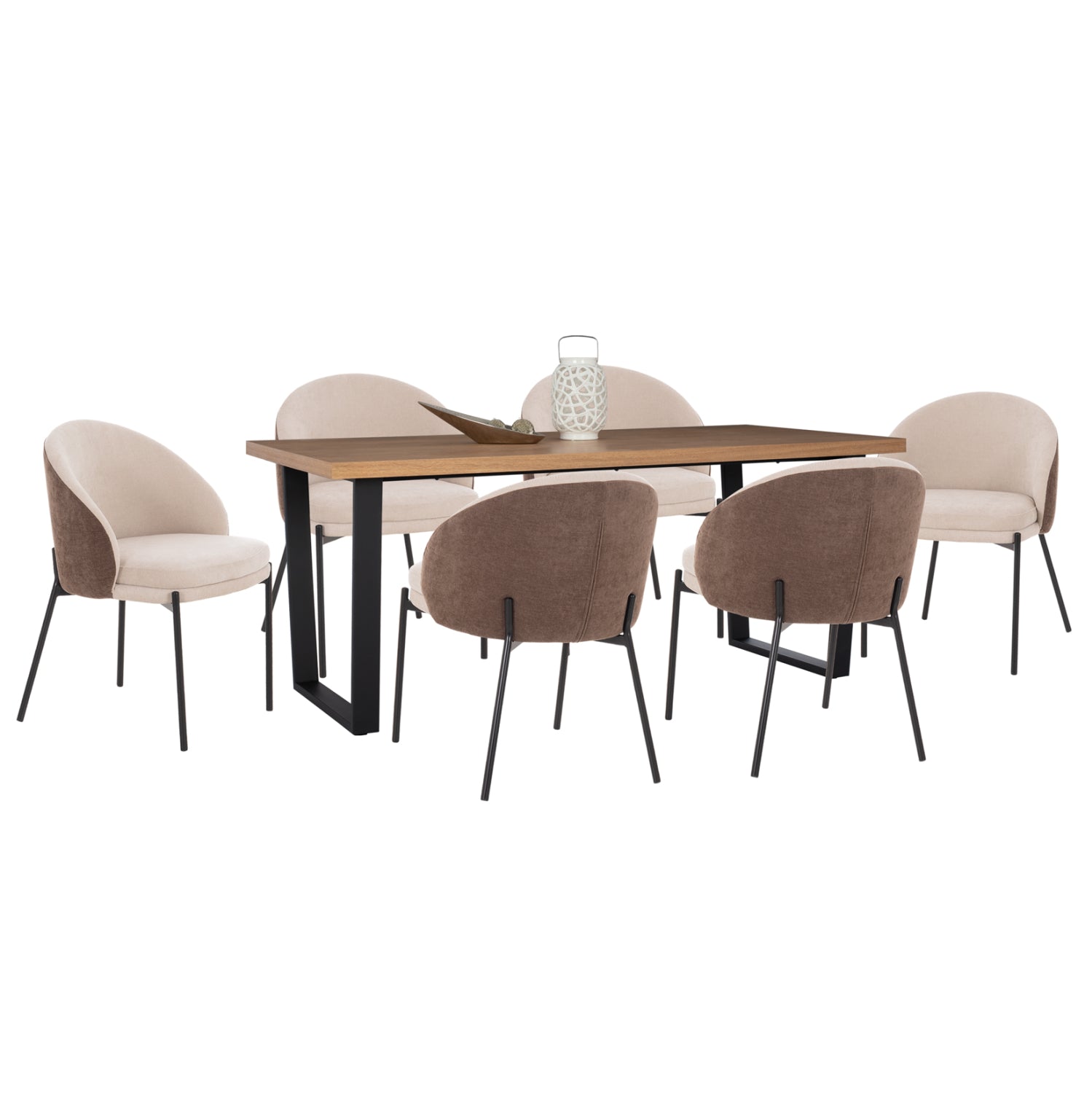 ΣΕΤ ΤΡΑΠΕΖΑΡΙΑΣ 7ΤΜΧ ASTORIA HM10933.02 MDF TOP--ΥΦΑΣΜΑ ΜΠΕΖ/ΚΑΦΕ & ΜΕΤΑΛΛΟ ΜΑΥΡΟ