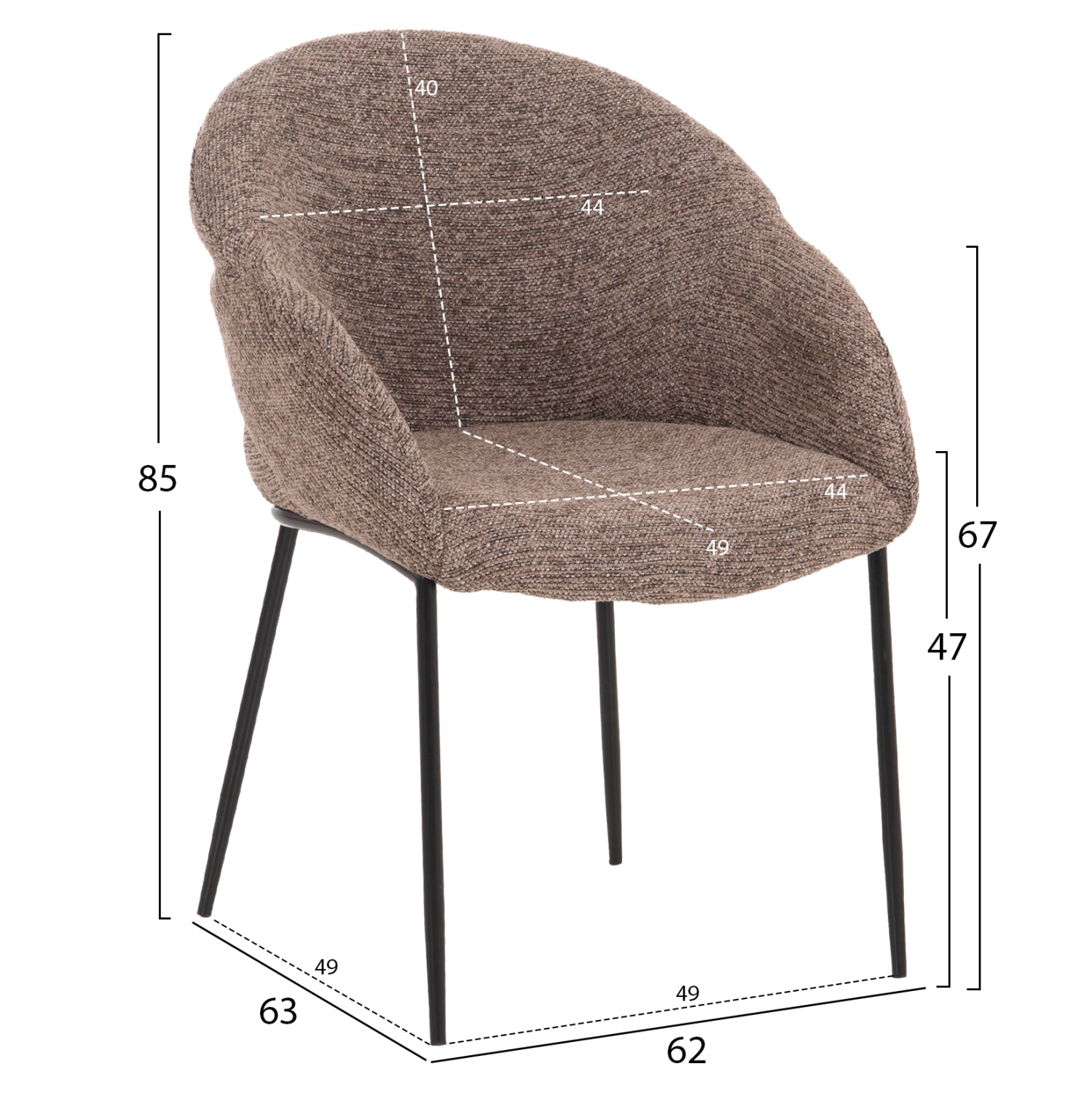 ΣΕΤ ΤΡΑΠΕΖΑΡΙΑΣ 7ΤΜΧ DRENNY HM10936.03 MDF TOP ΚΑΡΥΔΙ--ΥΦΑΣΜΑ TAUPE & ΜΕΤΑΛΛΟ ΜΑΥΡΟ