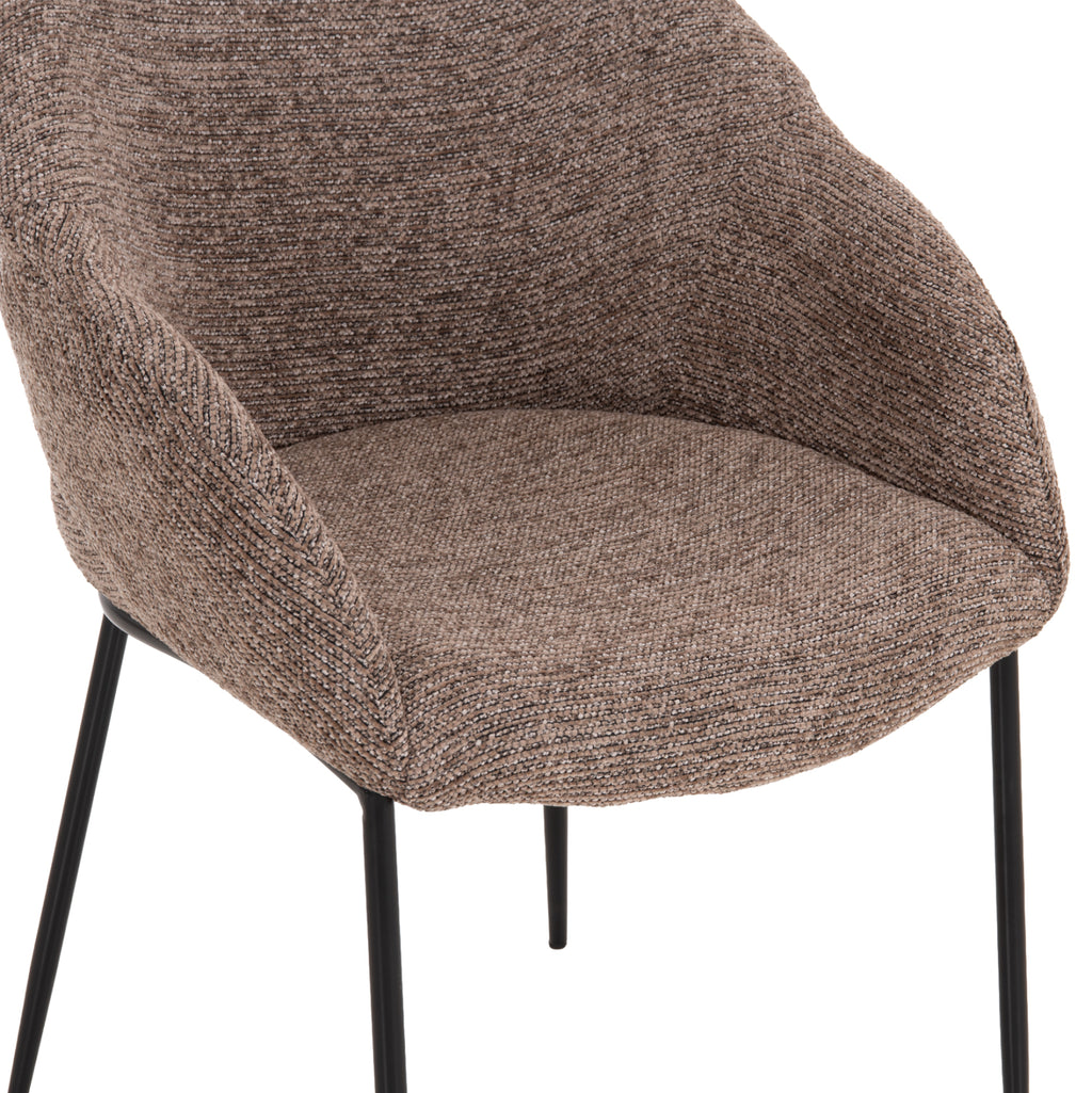 ΣΕΤ ΤΡΑΠΕΖΑΡΙΑΣ 7ΤΜΧ DRENNY HM10936.03 MDF TOP ΚΑΡΥΔΙ--ΥΦΑΣΜΑ TAUPE & ΜΕΤΑΛΛΟ ΜΑΥΡΟ