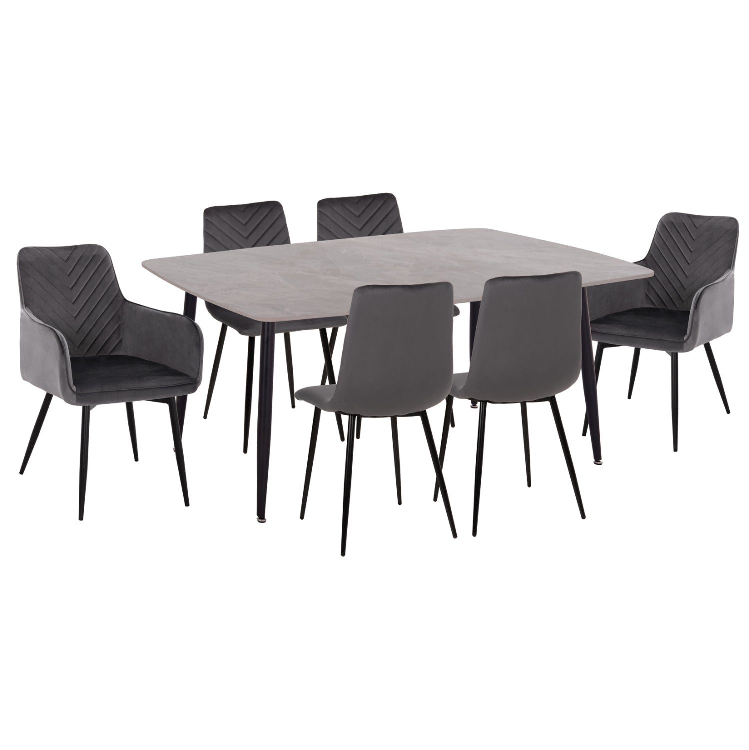 ΣΕΤ ΤΡΑΠΕΖΑΡΙΑΣ 7ΤΜΧ RAVEN HM21070.03 ΚΕΡΑΜΙΚΟ TOP--4 ΚΑΡΕΚΛΕΣ & 2 ΠΟΛΥΘΡΟΝΕΣ ΓΚΡΙ