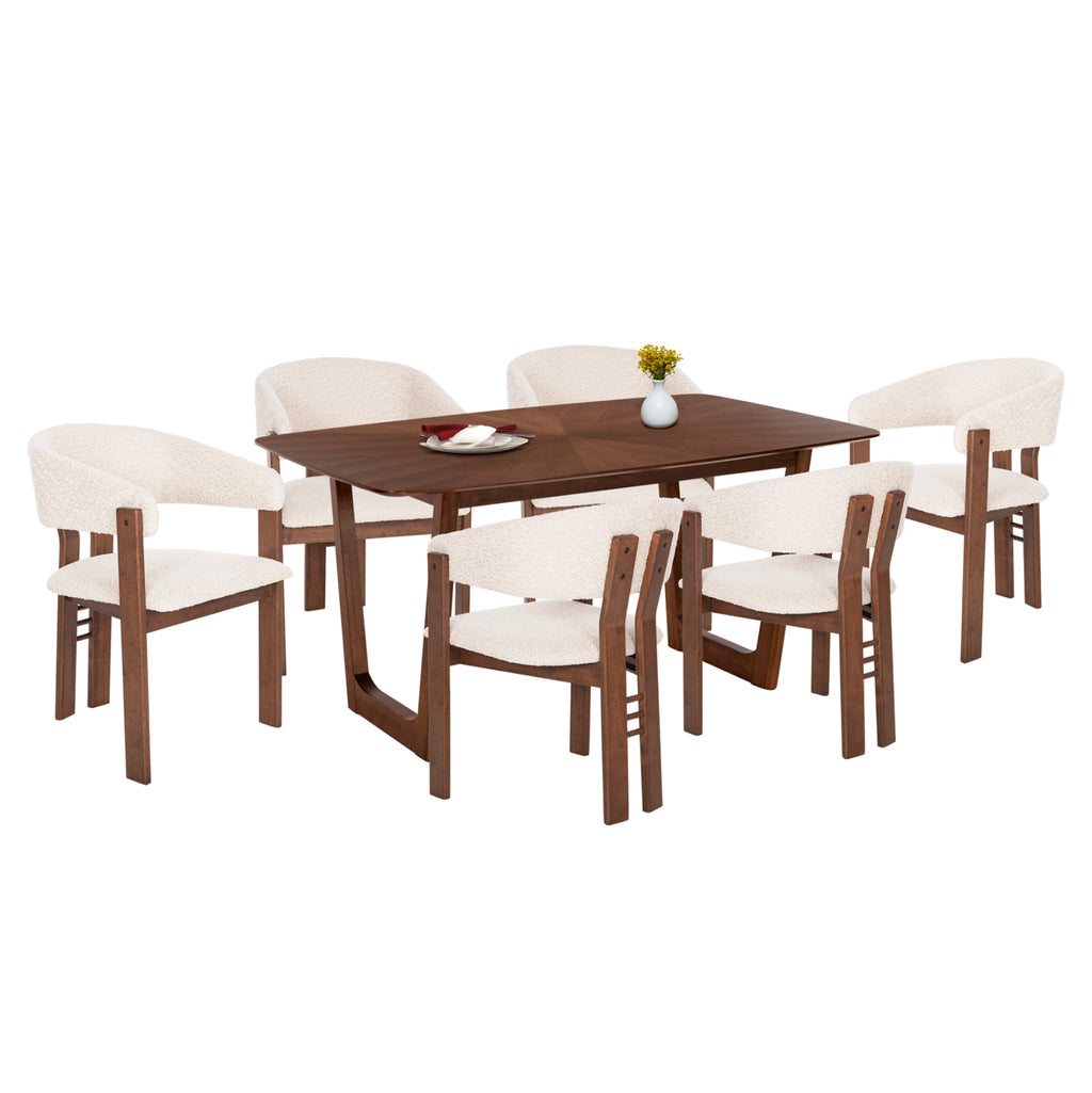 ΣΕΤ ΤΡΑΠΕΖΑΡΙΑΣ 7ΤΜΧ ZARRA HM21338.01 ΤΡΑΠΕΖΙ ΑΠΟ MDF--ΚΑΡΕΚΛΕΣ ΜΕ ΜΠΟΥΚΛΕ ΥΦΑΣΜΑ