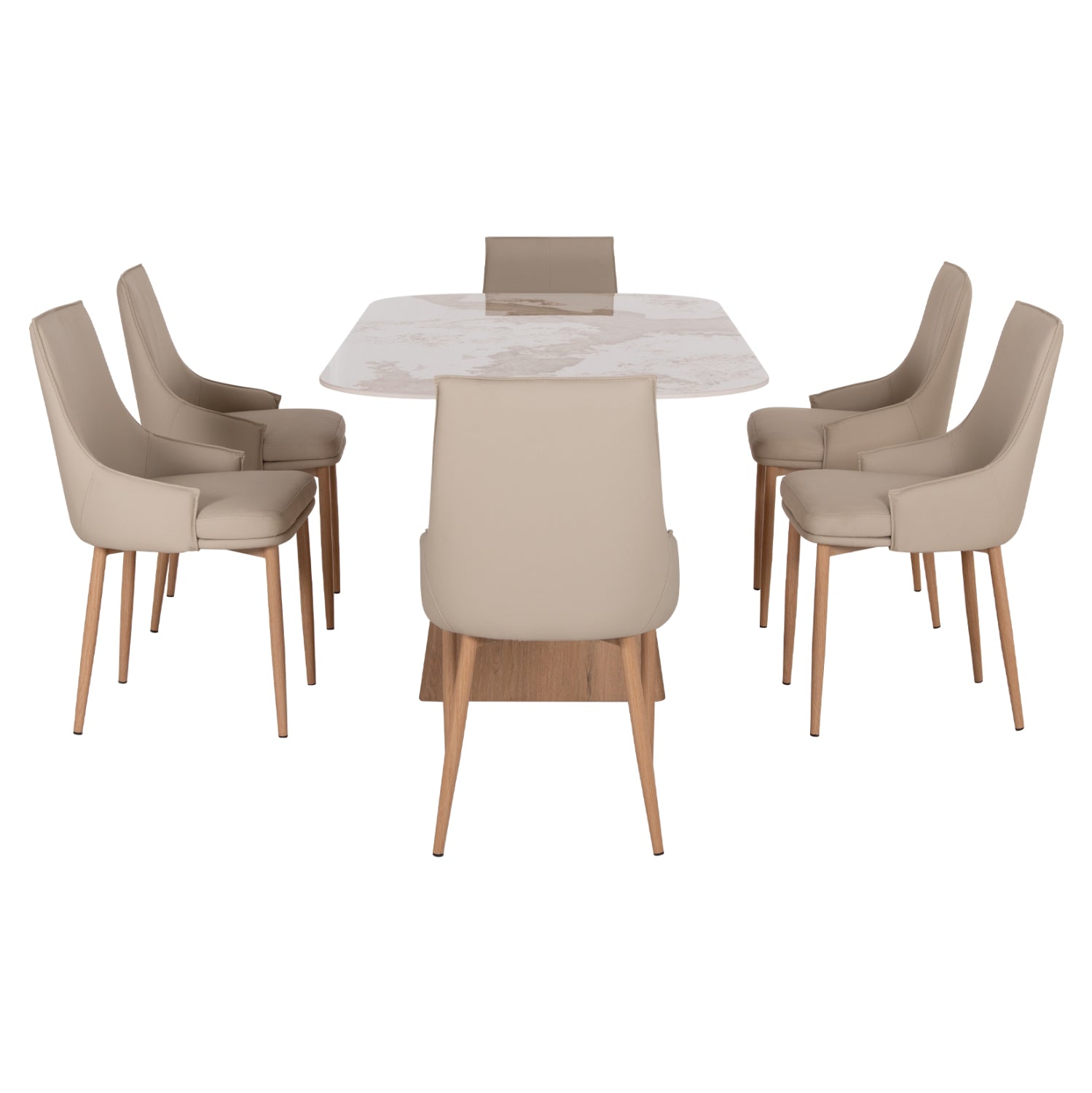 ΣΕΤ ΤΡΑΠΕΖΑΡΙΑΣ 7ΤΜΧ NORDU HM21359 ΚΕΡΑΜΙΚΟ TOP/MDF ΒΑΣΗ--PU ΚΡΕΜ/ΜΕΤΑΛ.ΠΟΔΙΑ