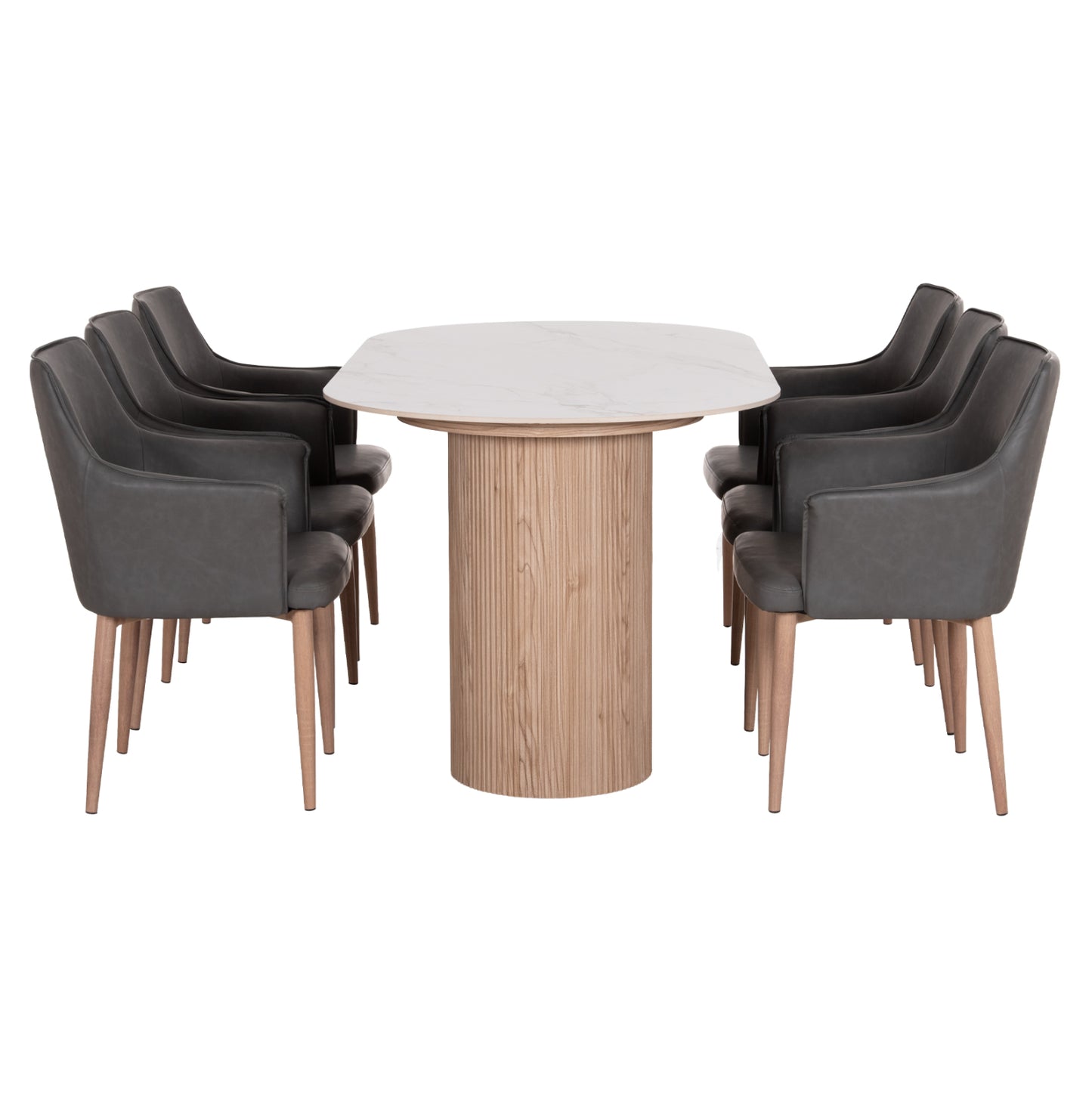 ΣΕΤ ΤΡΑΠΕΖΑΡΙΑΣ 7ΤΜΧ MELLOW HM21360 ΚΕΡΑΜΙΚΟ TOP/MDF ΠΟΔΙΑ--PU ΓΚΡΙ/ΜΕΤΑΛ.ΠΟΔΙΑ