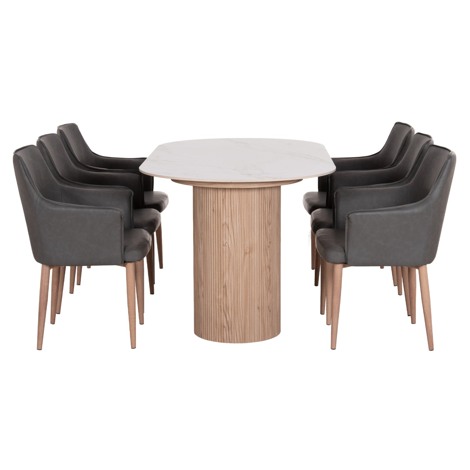 ΣΕΤ ΤΡΑΠΕΖΑΡΙΑΣ 7ΤΜΧ MELLOW HM21360 ΚΕΡΑΜΙΚΟ TOP/MDF ΠΟΔΙΑ--PU ΓΚΡΙ/ΜΕΤΑΛ.ΠΟΔΙΑ