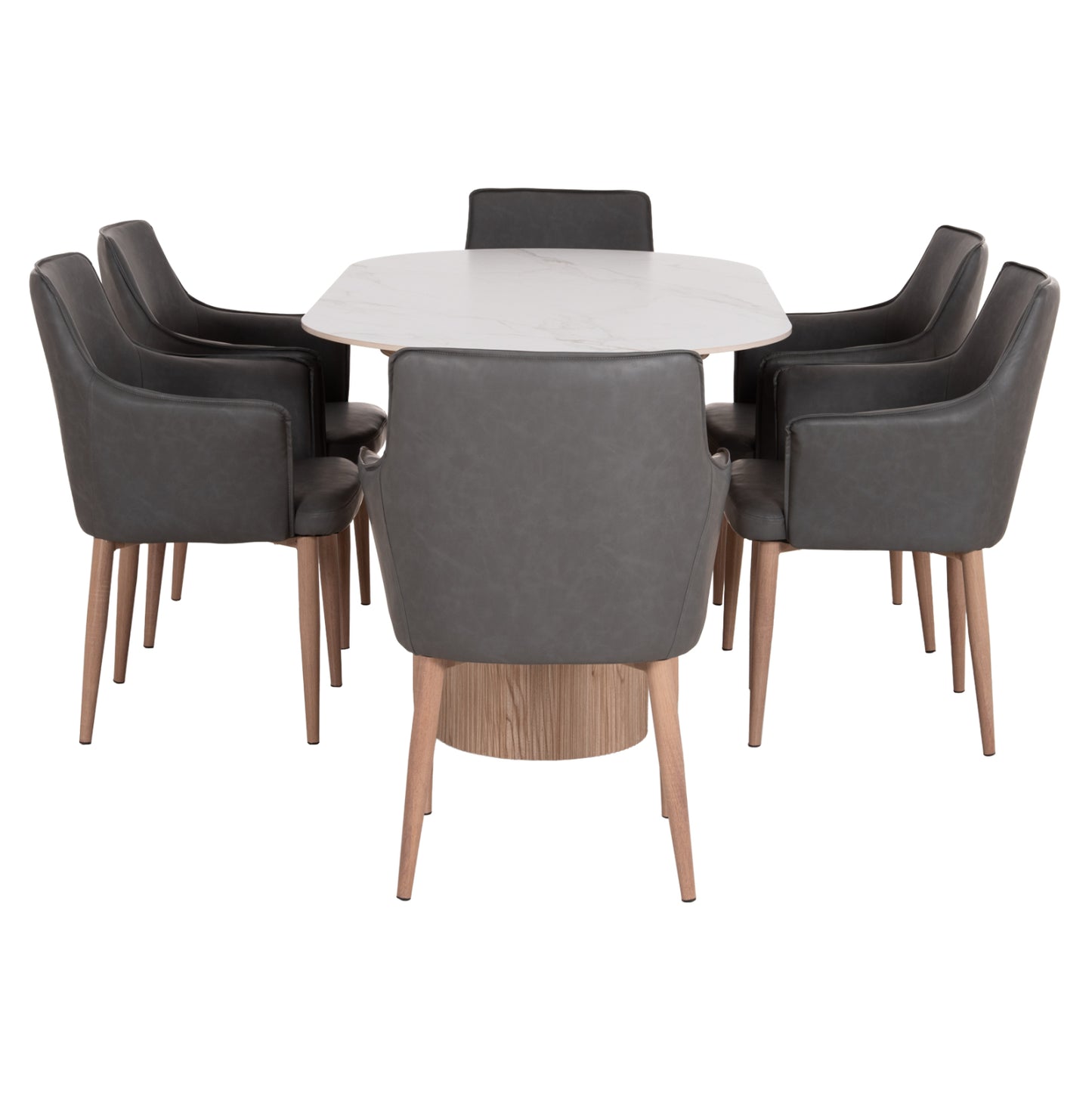 ΣΕΤ ΤΡΑΠΕΖΑΡΙΑΣ 7ΤΜΧ MELLOW HM21360 ΚΕΡΑΜΙΚΟ TOP/MDF ΠΟΔΙΑ--PU ΓΚΡΙ/ΜΕΤΑΛ.ΠΟΔΙΑ