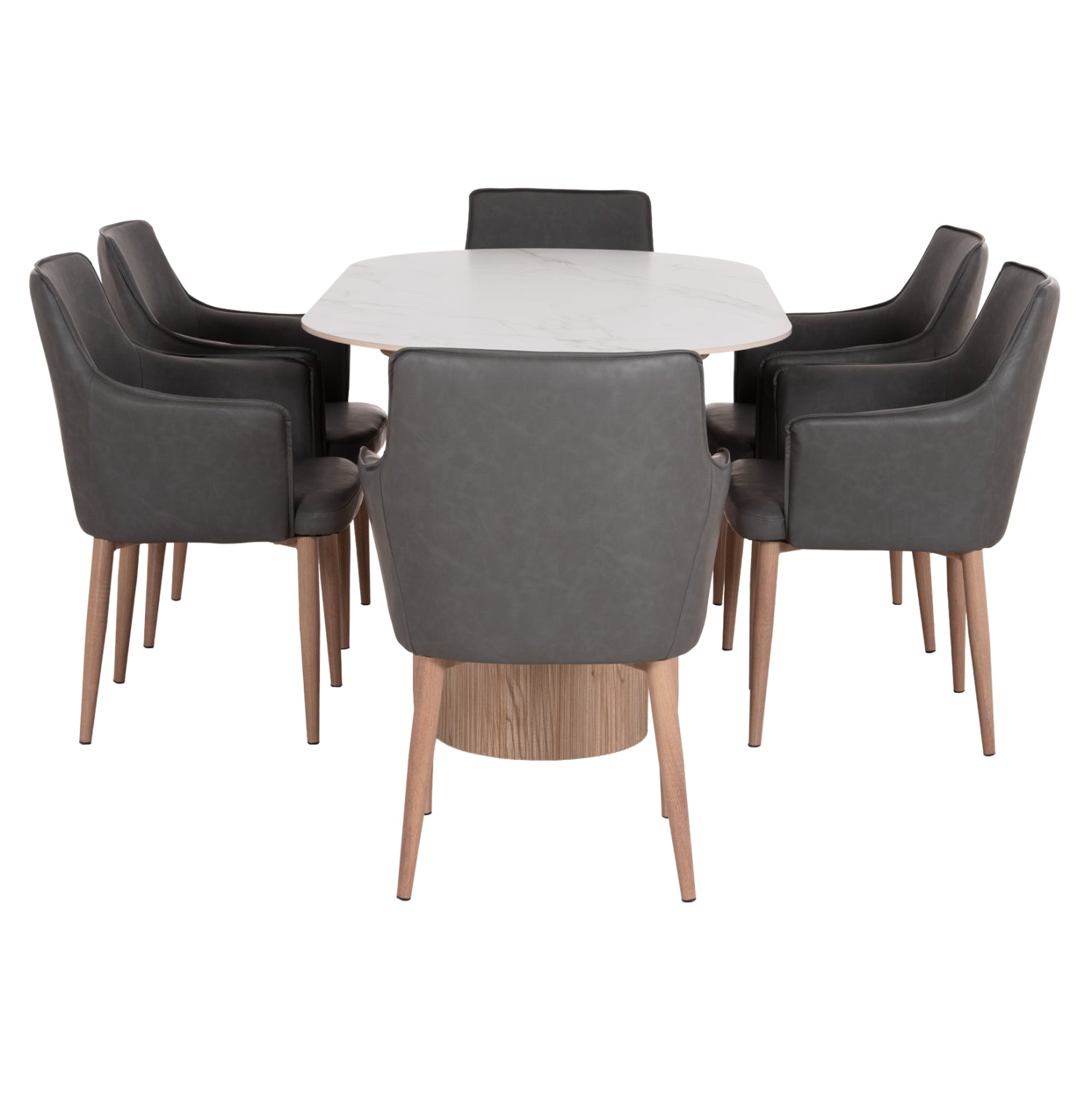 ΣΕΤ ΤΡΑΠΕΖΑΡΙΑΣ 7ΤΜΧ MELLOW HM21360 ΚΕΡΑΜΙΚΟ TOP/MDF ΠΟΔΙΑ--PU ΓΚΡΙ/ΜΕΤΑΛ.ΠΟΔΙΑ