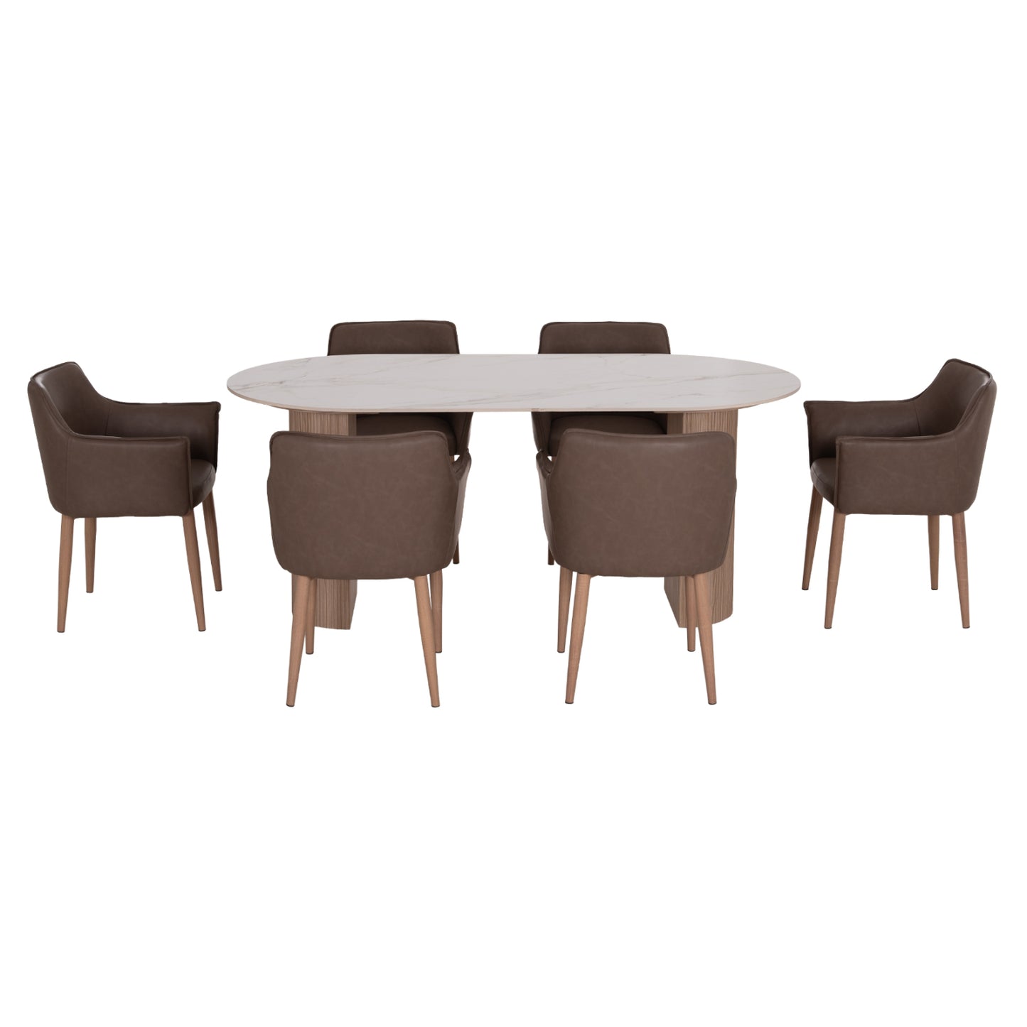ΣΕΤ ΤΡΑΠΕΖΑΡΙΑΣ 7ΤΜΧ MELLOW HM21361 ΚΕΡΑΜΙΚΟ TOP/MDF ΠΟΔΙΑ--PU ΚΑΦΕ/ΜΕΤΑΛ.ΠΟΔΙΑ