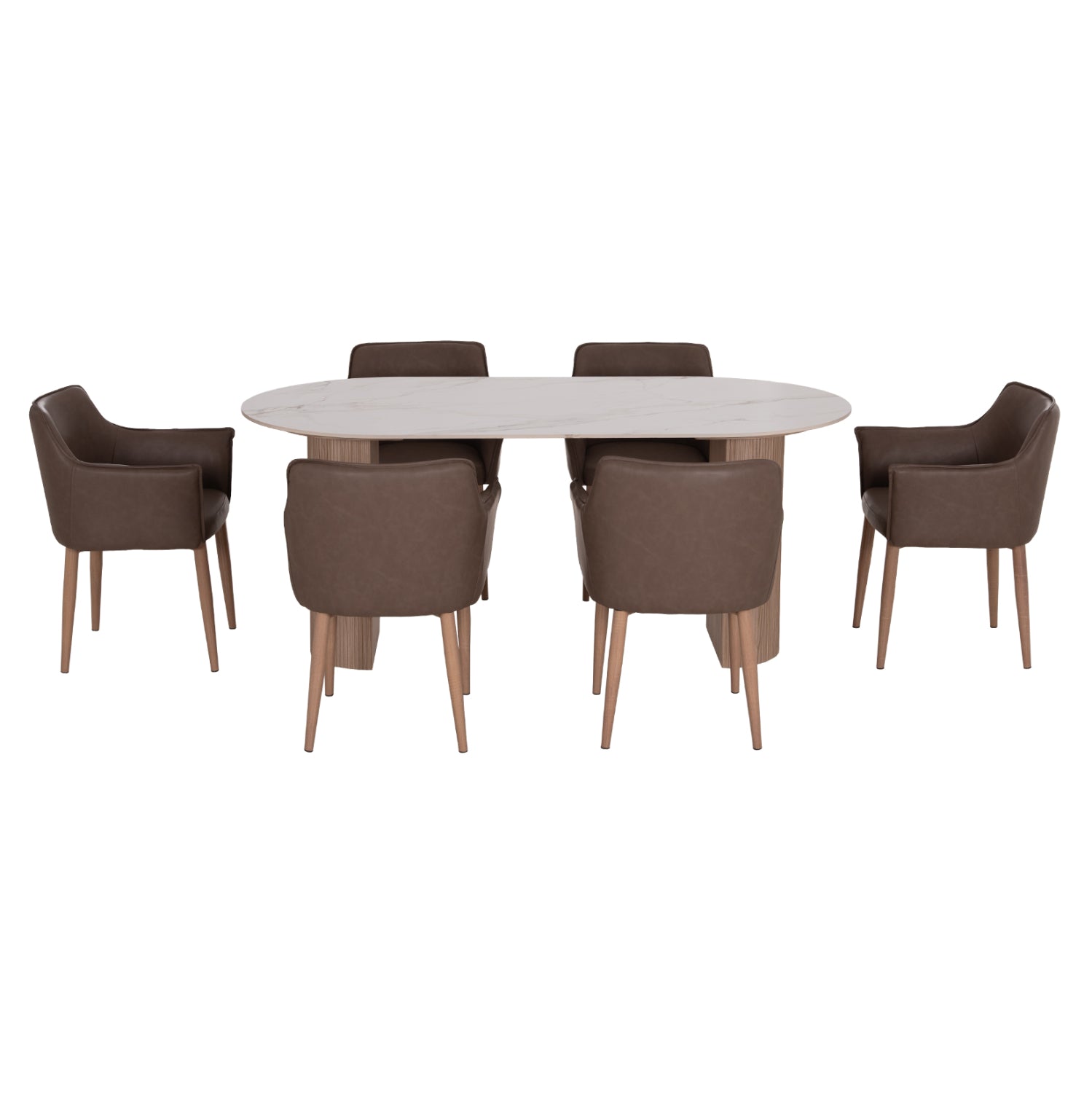 ΣΕΤ ΤΡΑΠΕΖΑΡΙΑΣ 7ΤΜΧ MELLOW HM21361 ΚΕΡΑΜΙΚΟ TOP/MDF ΠΟΔΙΑ--PU ΚΑΦΕ/ΜΕΤΑΛ.ΠΟΔΙΑ