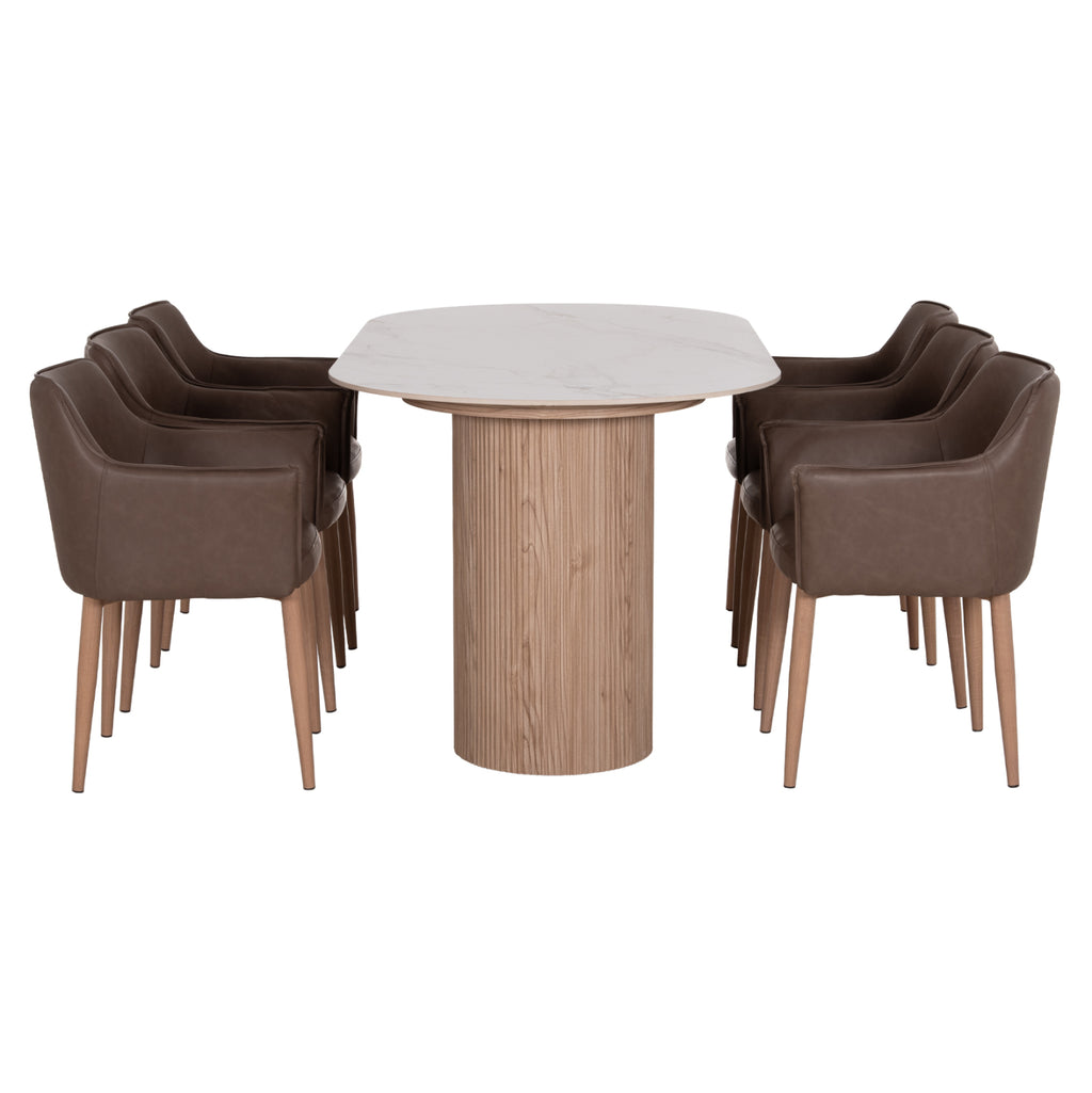 ΣΕΤ ΤΡΑΠΕΖΑΡΙΑΣ 7ΤΜΧ MELLOW HM21361 ΚΕΡΑΜΙΚΟ TOP/MDF ΠΟΔΙΑ--PU ΚΑΦΕ/ΜΕΤΑΛ.ΠΟΔΙΑ