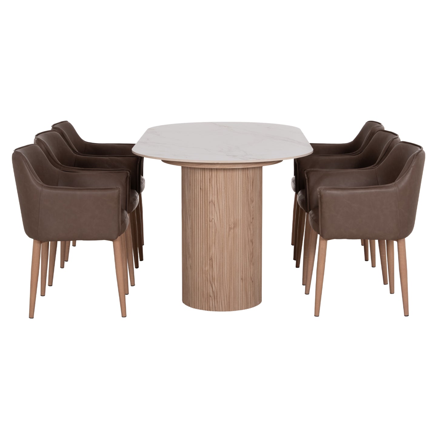 ΣΕΤ ΤΡΑΠΕΖΑΡΙΑΣ 7ΤΜΧ MELLOW HM21361 ΚΕΡΑΜΙΚΟ TOP/MDF ΠΟΔΙΑ--PU ΚΑΦΕ/ΜΕΤΑΛ.ΠΟΔΙΑ