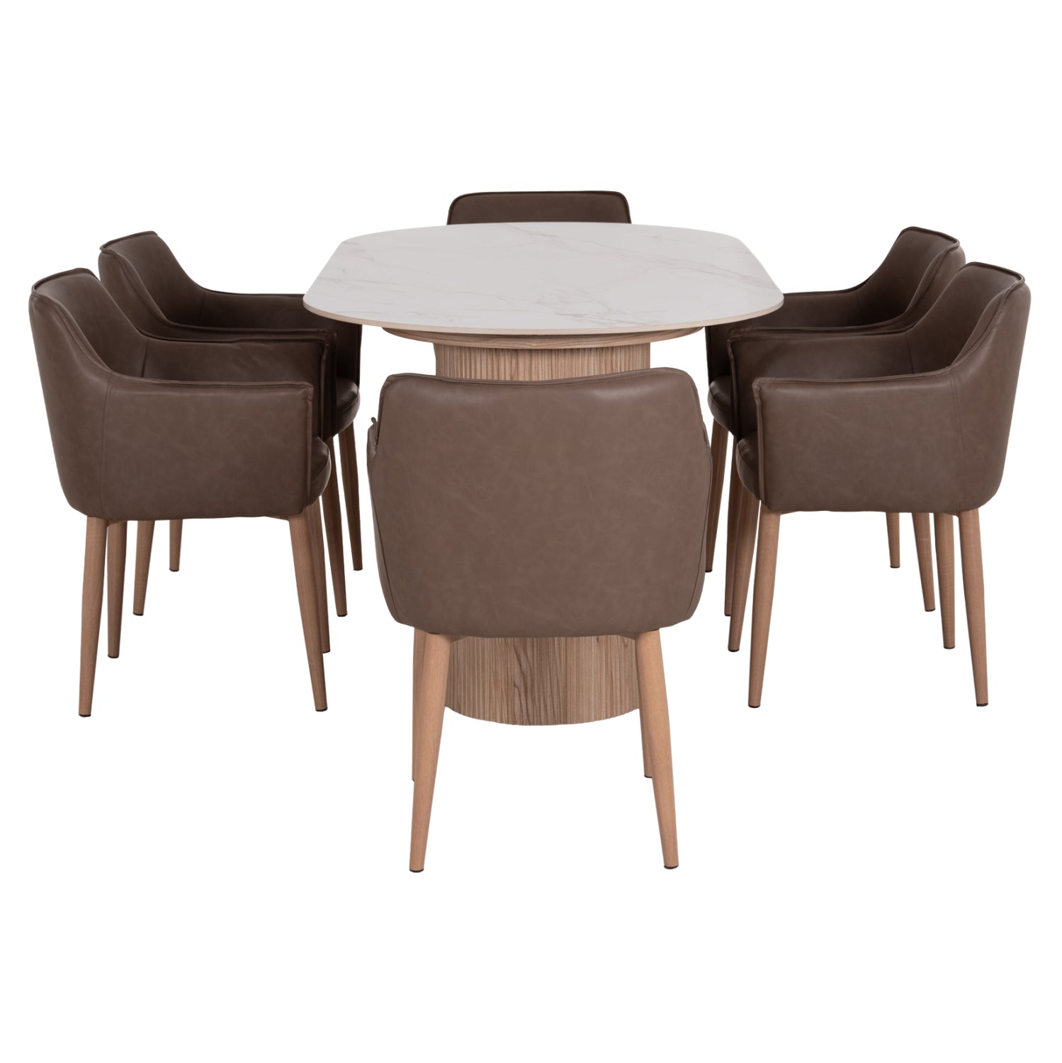 ΣΕΤ ΤΡΑΠΕΖΑΡΙΑΣ 7ΤΜΧ MELLOW HM21361 ΚΕΡΑΜΙΚΟ TOP/MDF ΠΟΔΙΑ--PU ΚΑΦΕ/ΜΕΤΑΛ.ΠΟΔΙΑ