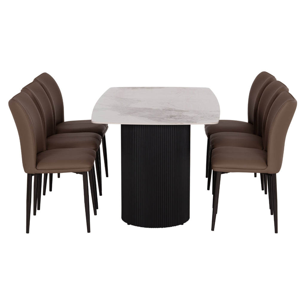 ΣΕΤ ΤΡΑΠΕΖΑΡΙΑΣ 7ΤΜΧ MINAO HM21362 ΚΕΡΑΜΙΚΟ TOP/MDF ΠΟΔΙΑ--PU ΚΑΦΕ/ΜΕΤΑΛ.ΠΟΔΙΑ