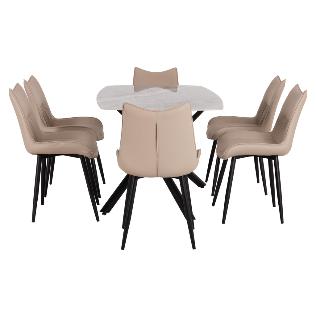 ΣΕΤ ΤΡΑΠΕΖΑΡΙΑΣ 7ΤΜΧ ISKA HM21363 ΚΕΡΑΜΙΚΟ TOP/ΜΕΤΑΛ. ΠΟΔΙΑ--PU ΜΠΕΖ/ΜΕΤΑΛ.ΠΟΔΙΑ
