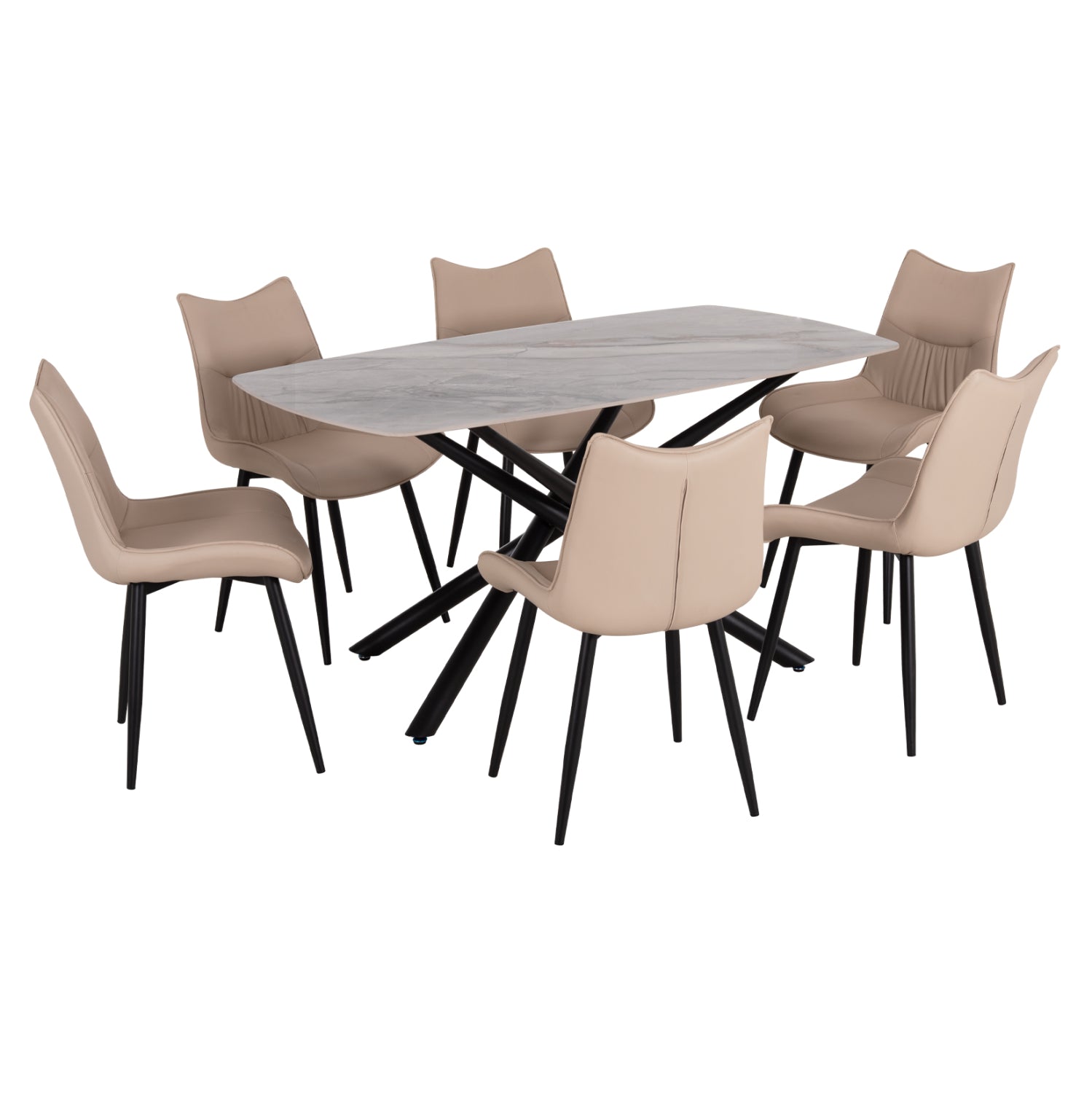 ΣΕΤ ΤΡΑΠΕΖΑΡΙΑΣ 7ΤΜΧ ISKA HM21363 ΚΕΡΑΜΙΚΟ TOP/ΜΕΤΑΛ. ΠΟΔΙΑ--PU ΜΠΕΖ/ΜΕΤΑΛ.ΠΟΔΙΑ