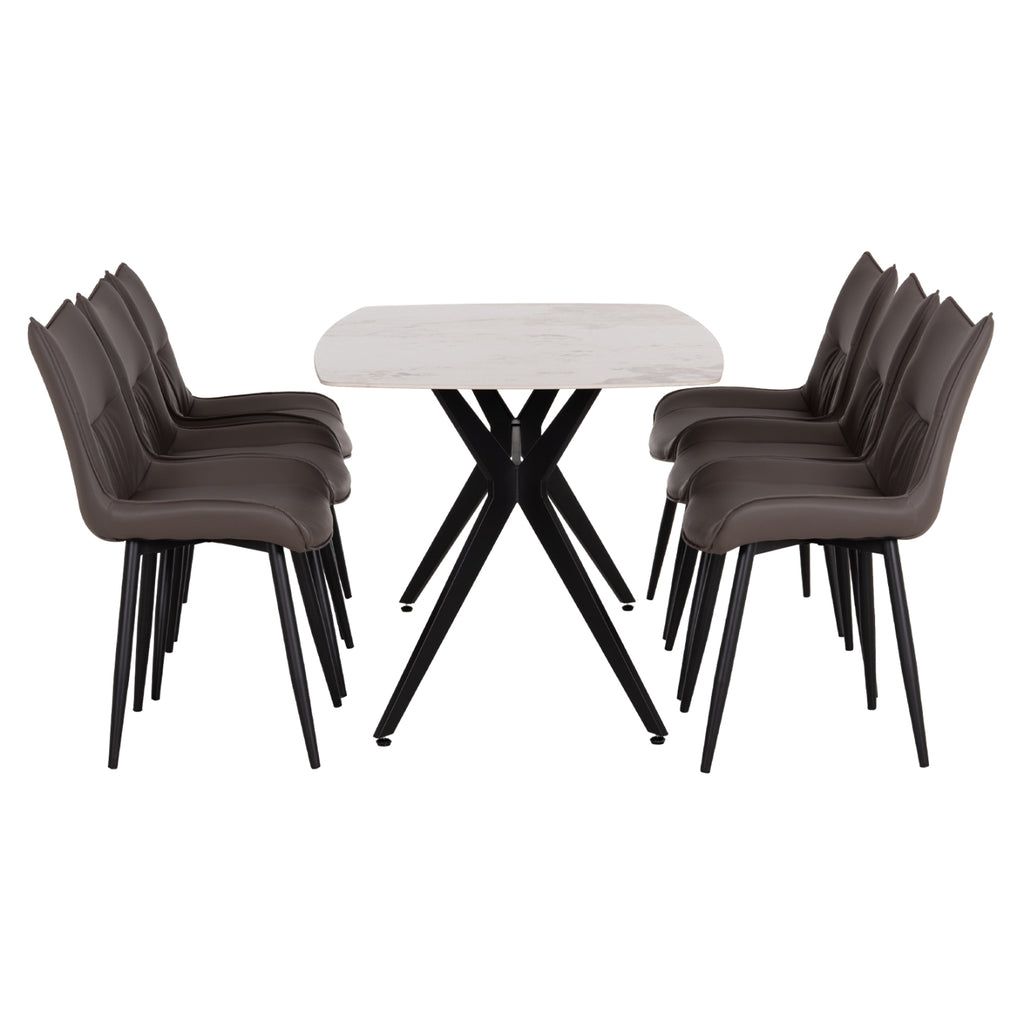ΣΕΤ ΤΡΑΠΕΖΑΡΙΑΣ 7ΤΜΧ AIKA HM21364 ΚΕΡΑΜΙΚΟ TOP/ΜΕΤΑΛ. ΠΟΔΙΑ--PU ΓΚΡΙ/ΜΕΤΑΛ.ΠΟΔΙΑ