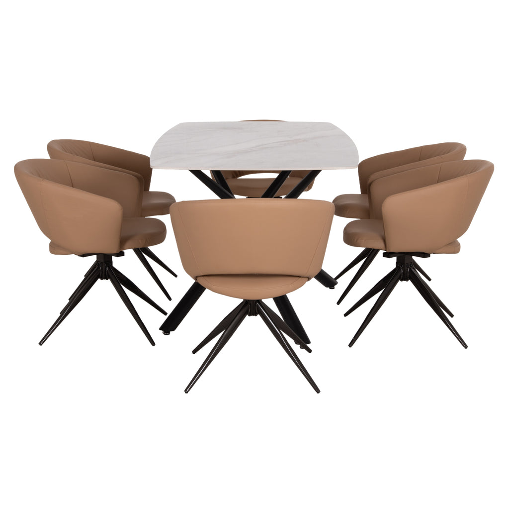 ΣΕΤ ΤΡΑΠΕΖΑΡΙΑΣ 7ΤΜΧ HANAE HM21365 ΚΕΡΑΜΙΚΟ TOP/ΜΕΤΑΛ. ΠΟΔΙΑ--PU ΜΟΚΑ/ΜΕΤΑΛ.ΠΟΔΙΑ