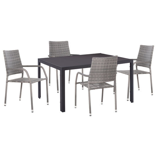 ΣΕΤ ΤΡΑΠΕΖΑΡΙΑΣ ΕΞ.ΧΩΡΟΥ 5ΤΜΧ MORNER HM21008 ΜΕΤΑΛΛΟ & WICKER ΣΕ ΓΚΡΙ