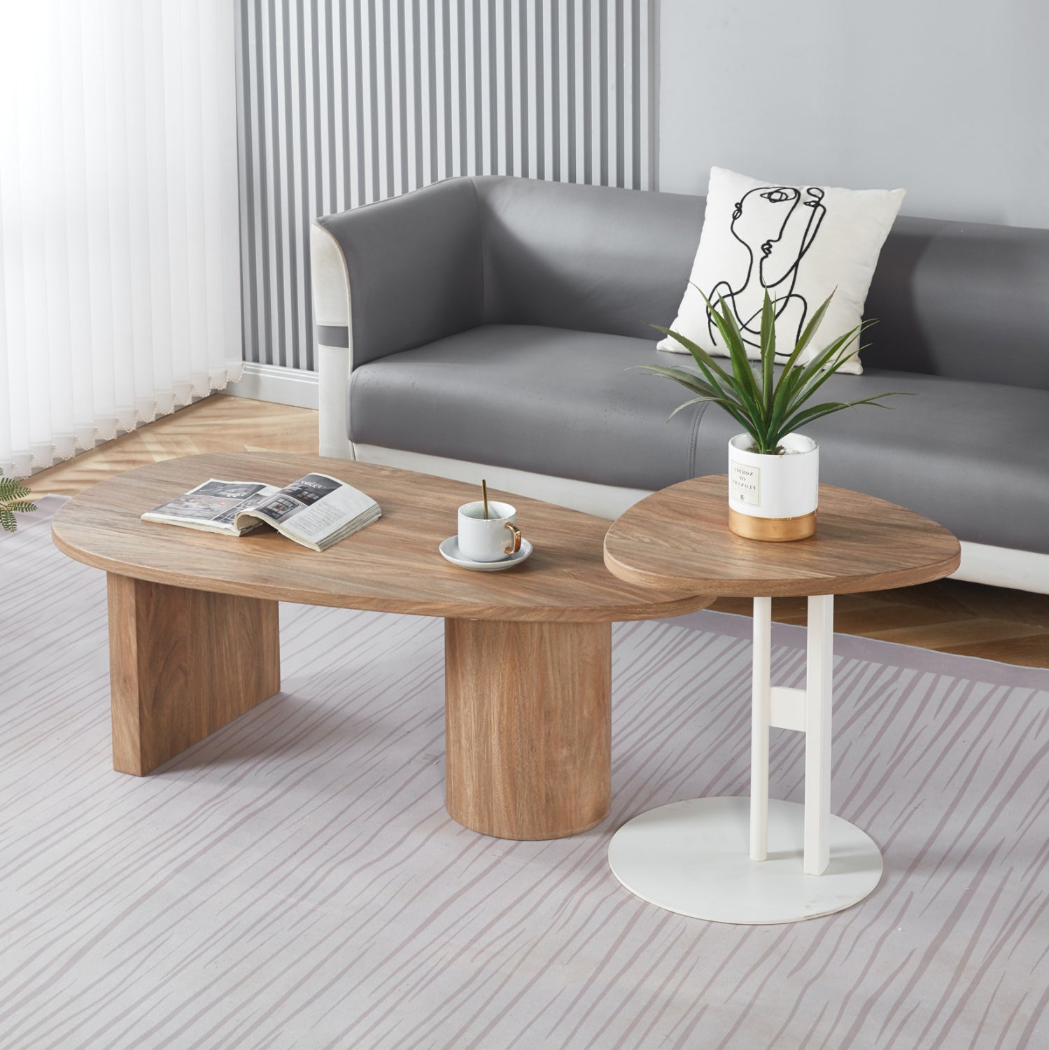 ΣΕΤ ΤΡΑΠΕΖΙ ΣΑΛΟΝΙΟΥ ΜΕ ΒΟΗΘΗΤΙΚΟ ALPER HM21262 MDF SONAMA-ΜΕΤΑΛΛΟ ΛΕΥΚΟ