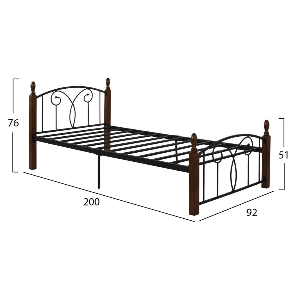 ΣΕΤ ΥΠΝΟΔΩΜΑΤΙΟΥ ΜΕ ΣΤΡΩΜΑ 3ΤΜΧ HM11217 RUBBERWOOD-ΜΕΤΑΛΛΟ