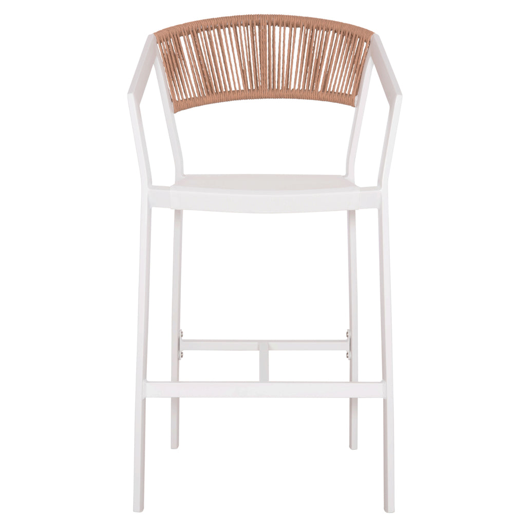 ΣΚΑΜΠΟ ΑΛΟΥΜΙΝΙΟΥ MIRI HM5892.12 ΜΕΣΑΙΟΥ ΥΨΟΥΣ RATTAN & TEXTLINE ΛΕΥΚΟ ΜΠΕΖ 55x56,5x99Y