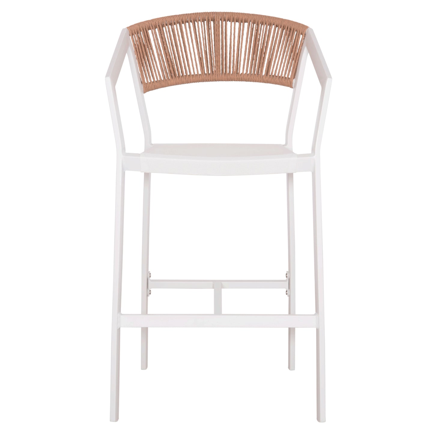 ΣΚΑΜΠΟ ΑΛΟΥΜΙΝΙΟΥ MIRI HM5892.12 ΜΕΣΑΙΟΥ ΥΨΟΥΣ RATTAN & TEXTLINE ΛΕΥΚΟ ΜΠΕΖ 55x56,5x99Y