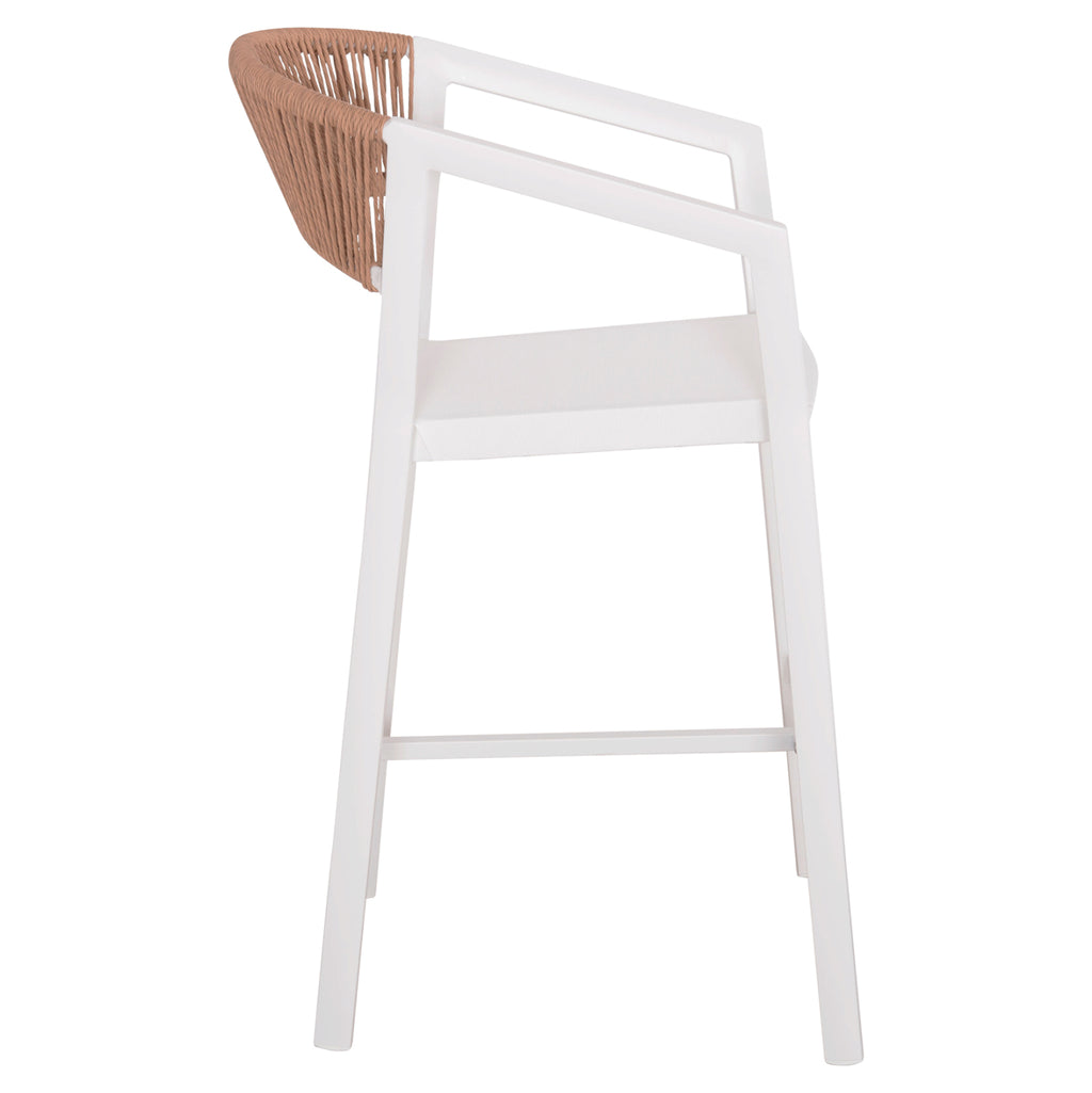ΣΚΑΜΠΟ ΑΛΟΥΜΙΝΙΟΥ MIRI HM5892.12 ΜΕΣΑΙΟΥ ΥΨΟΥΣ RATTAN & TEXTLINE ΛΕΥΚΟ ΜΠΕΖ 55x56,5x99Y