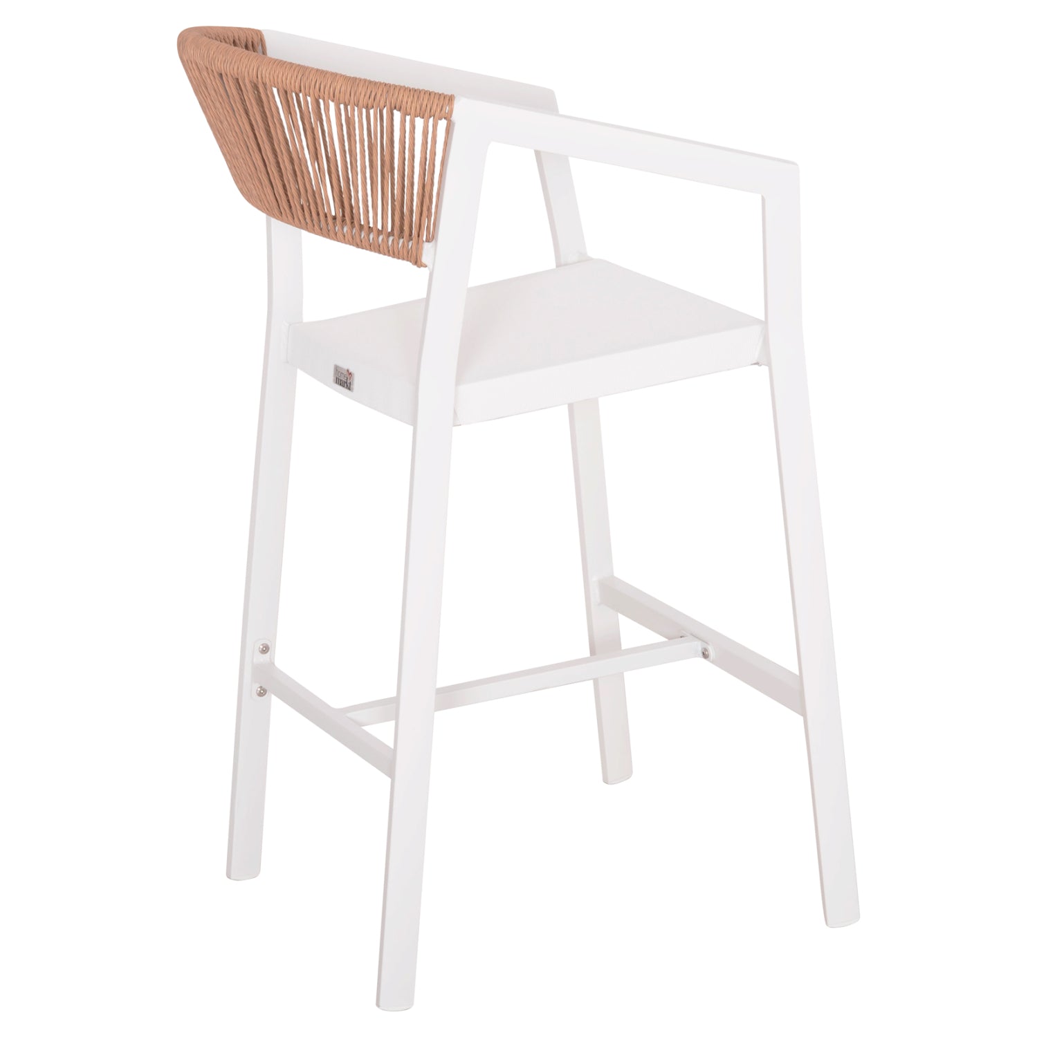 ΣΚΑΜΠΟ ΑΛΟΥΜΙΝΙΟΥ MIRI HM5892.12 ΜΕΣΑΙΟΥ ΥΨΟΥΣ RATTAN & TEXTLINE ΛΕΥΚΟ ΜΠΕΖ 55x56,5x99Y