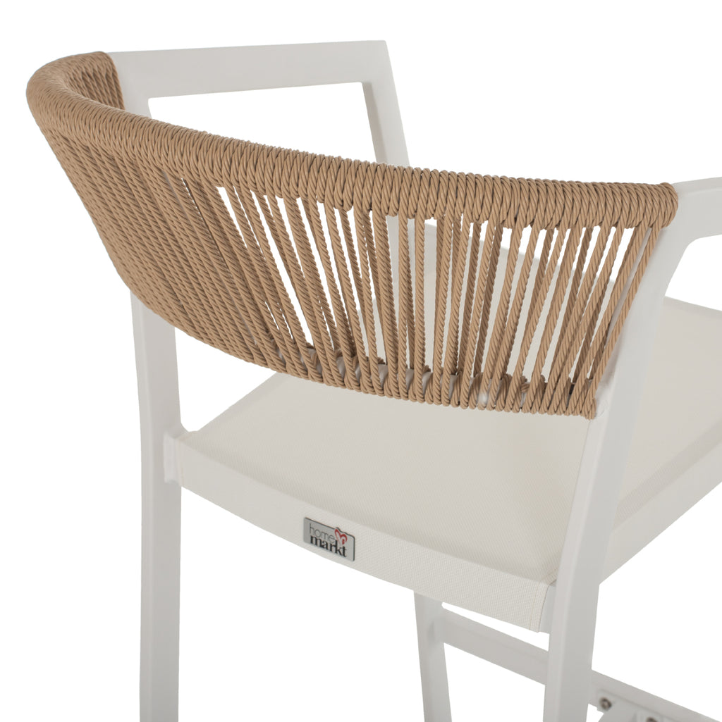 ΣΚΑΜΠΟ ΑΛΟΥΜΙΝΙΟΥ ΜΕ ΜΠΡΑΤΣΑ MIRI ΛΕΥΚΟ PE RATTAN ΠΛΑΤΗ TEXTLINE 56x58x105Y εκ.HM5892.02