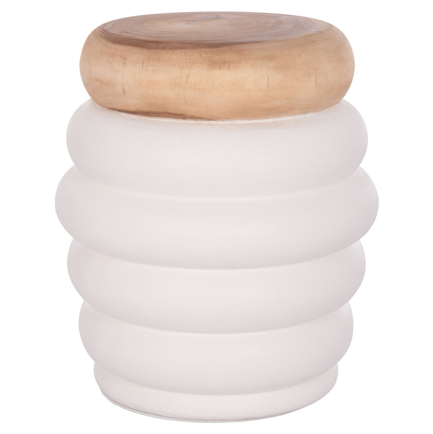ΣΚΑΜΠΟ PUFFAT HM18172.02 FIBER CEMENT ΛΕΥΚΟ- ΞΥΛΟ TEAK TOP Φ45x46Υεκ.