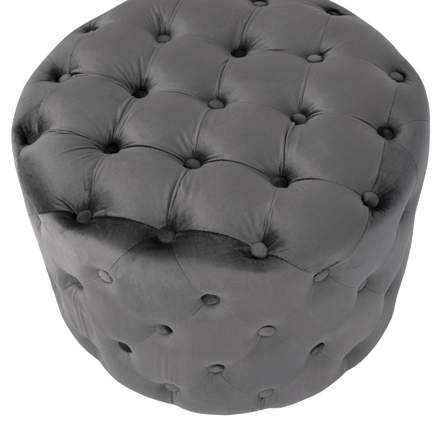 ΣΚΑΜΠΟ KASSIE  ΓΚΡΙ ΒΕΛΟΥΔΟ ΤΥΠΟΥ CHESTERFIELD HM8406.01 Φ60x43Υ εκ.