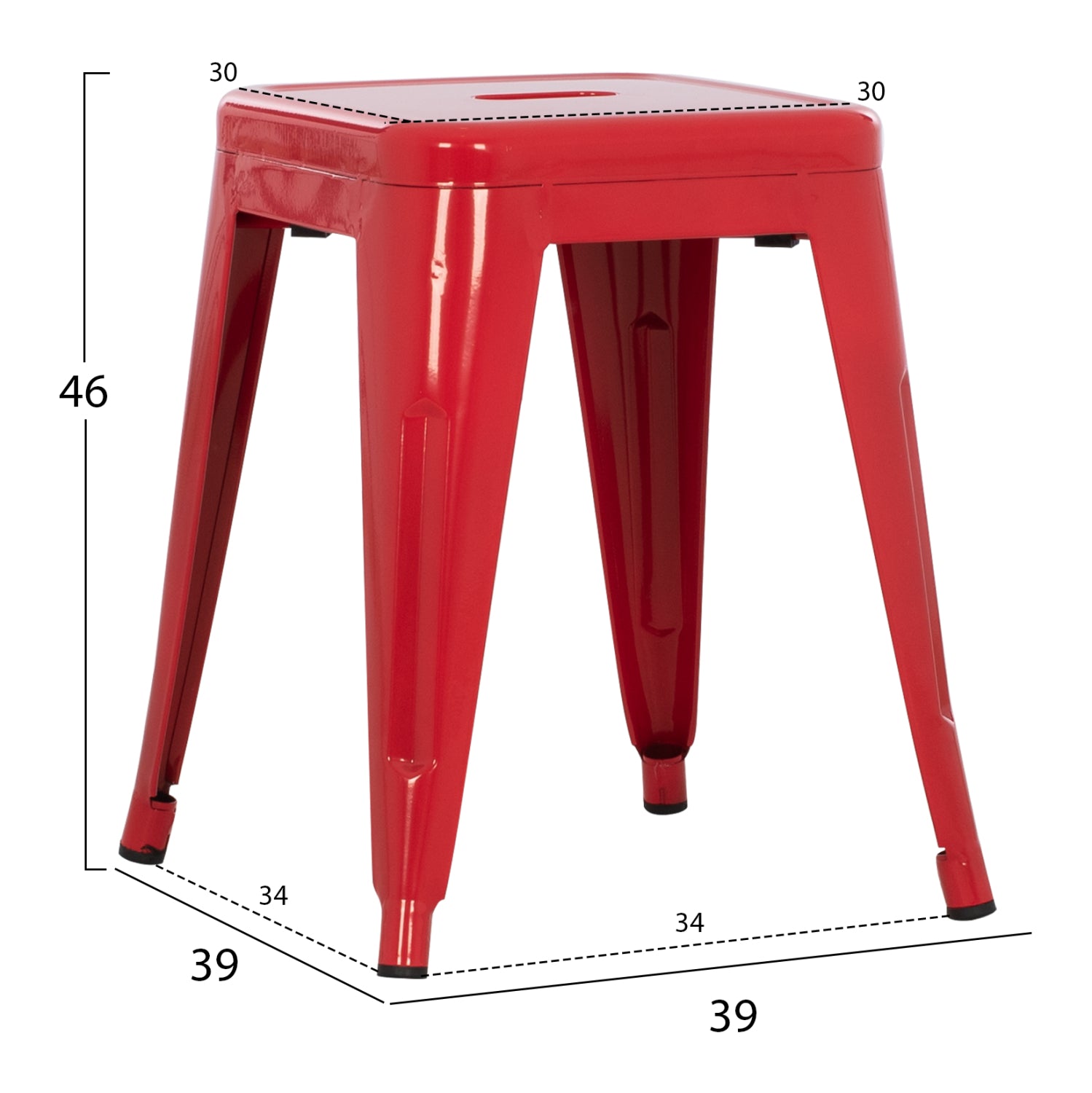 ΣΚΑΜΠΟ ΜΕΤΑΛΛΙΚΟ MELITA HM0096.44 ΣΕ ΚΟΚΚΙΝΟ ΧΡΩΜΑ 37x37x45Υεκ.