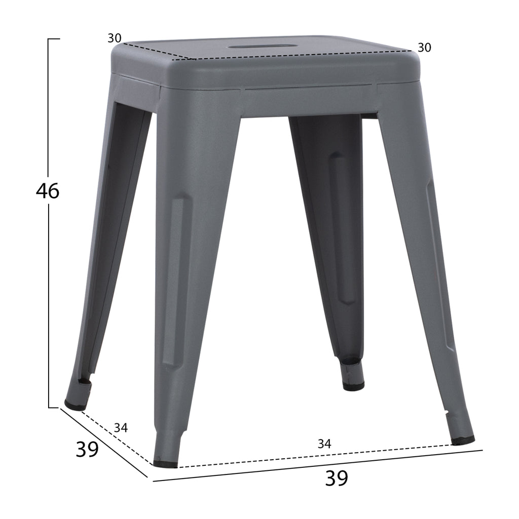 ΣΚΑΜΠΟ ΜΕΤΑΛΛΙΚΟ MELITA HM0096.50 ΣΕ ΓΚΡΙ ΜΑΤ ΧΡΩΜΑ 37x37x45Υεκ.