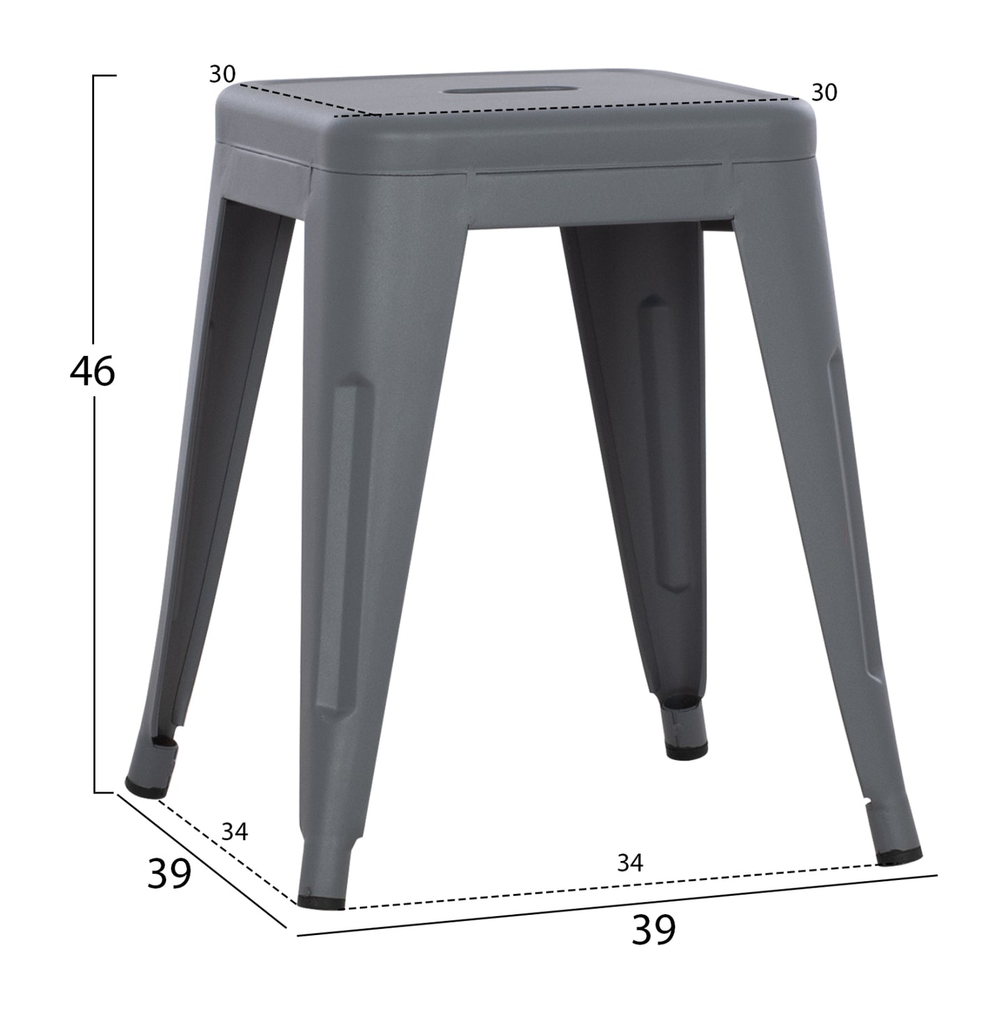 ΣΚΑΜΠΟ ΜΕΤΑΛΛΙΚΟ MELITA HM0096.50 ΣΕ ΓΚΡΙ ΜΑΤ ΧΡΩΜΑ 37x37x45Υεκ.