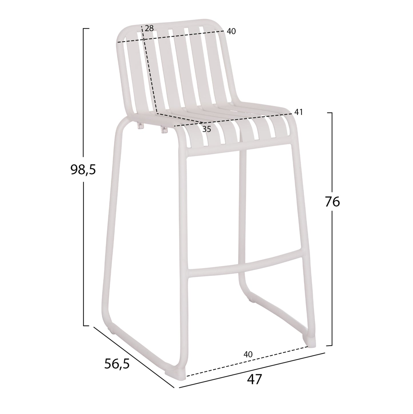 ΣΚΑΜΠΟ ΜΠΑΡ ΑΛΟΥΜΙΝΙΟΥ RACHEL HM6341.02 ΛΕΥΚΟ 47x56,5x98,5Υεκ.