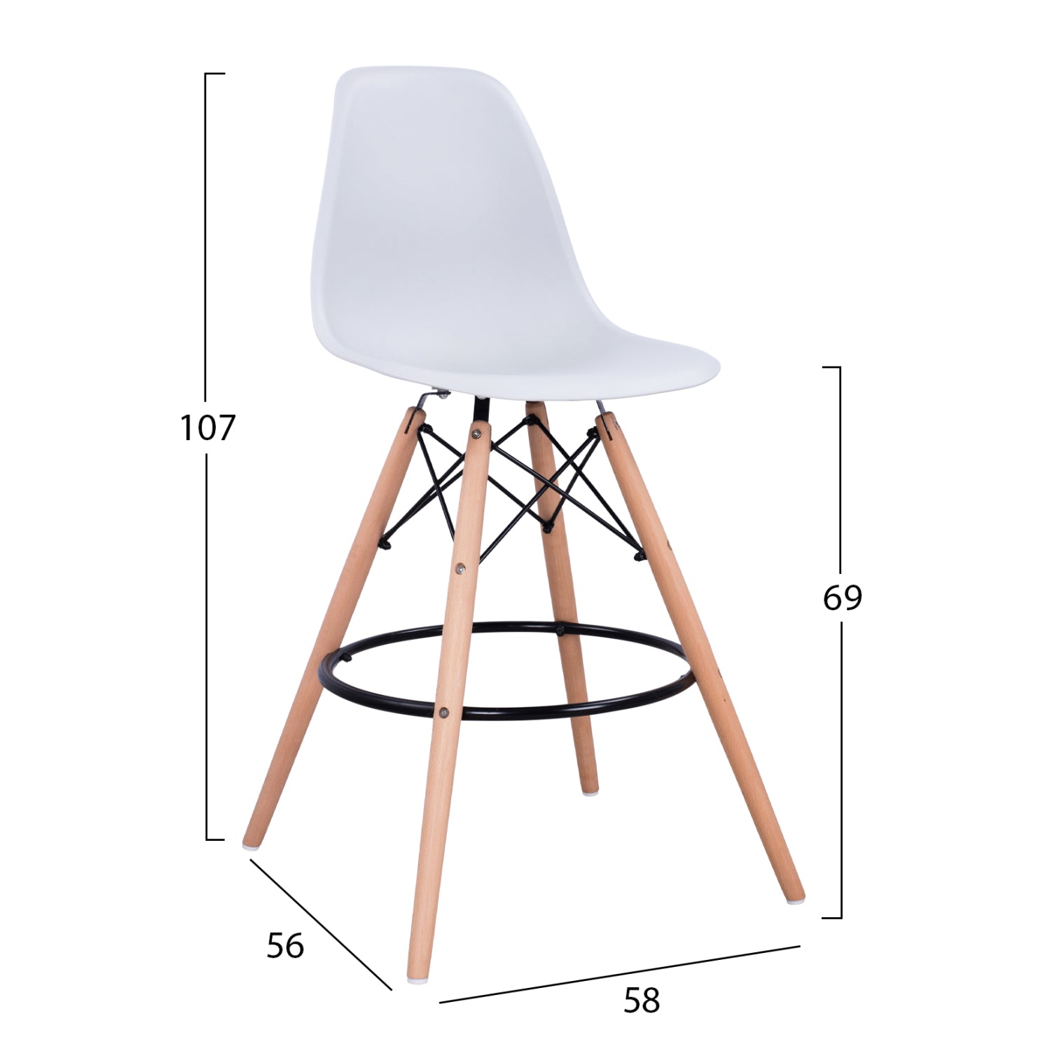 ΣΚΑΜΠΟ ΜΠΑΡ RENATA HM0173.01 ΛΕΥΚΟ 58x56x107Υ εκ.