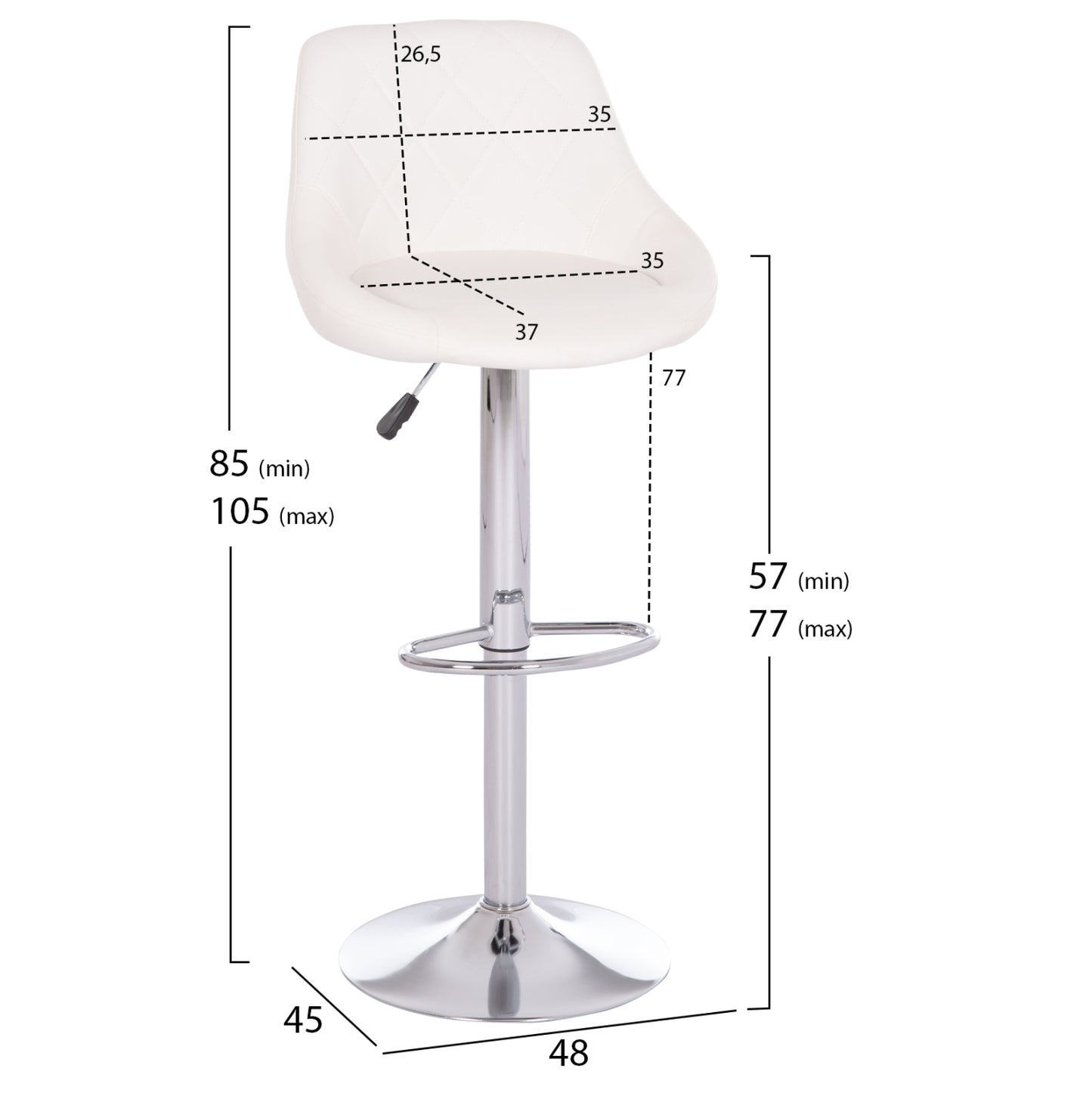 ΣΚΑΜΠΟ ΜΠΑΡ ROSE HM204.22 ΜΕ ΑΜΟΡΤΙΣΕΡ ΧΡΩΜΙΟΥ & ΛΕΥΚΟ PU 48x45x105Υεκ.