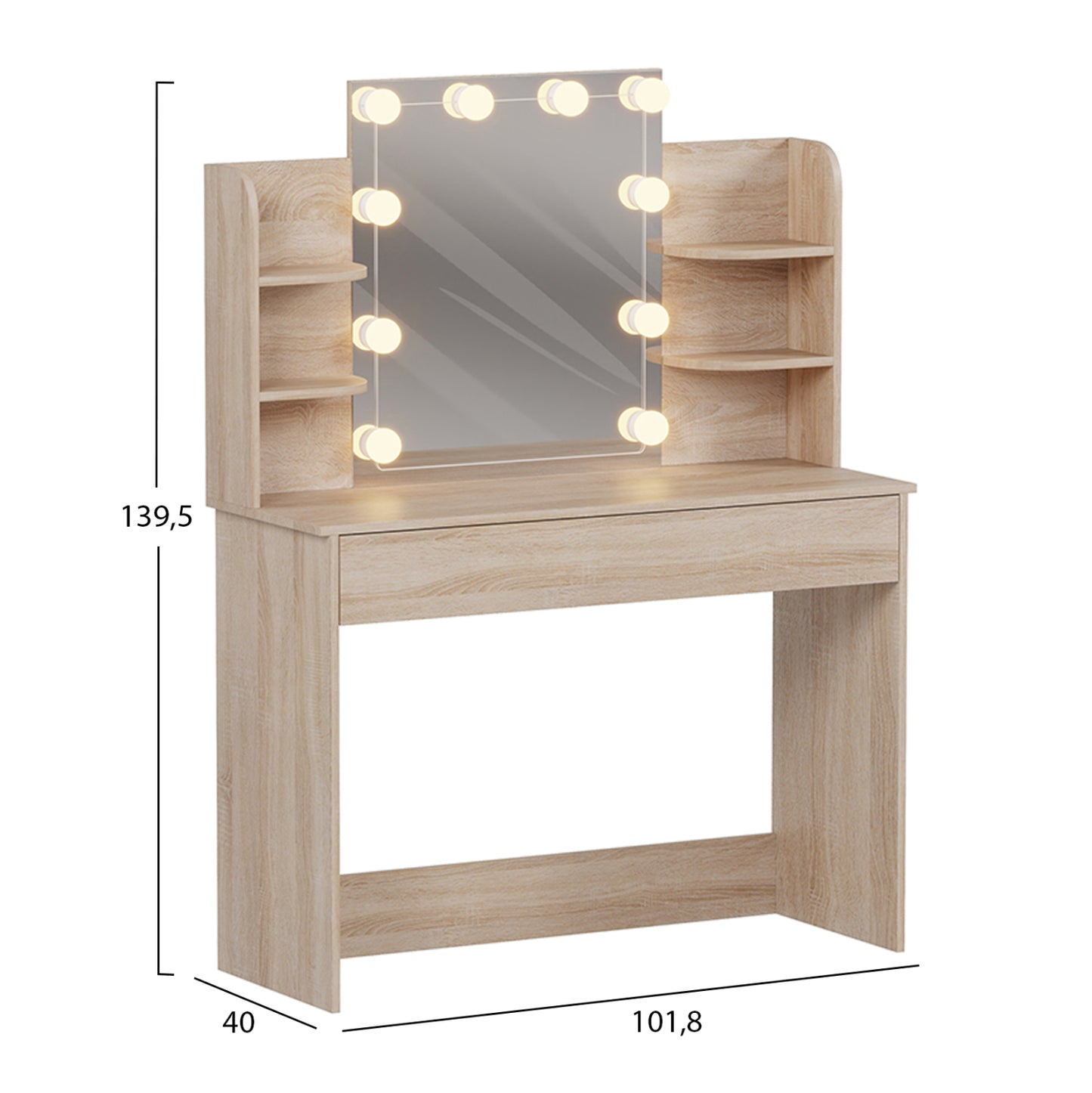 ΤΟΥΑΛΕΤΑ ΜΕ ΦΩΤΙΣΜΟ LED-ΡΑΦΙΑ-ΣΥΡΤΑΡΙΑ LAURYN HM2502.01 SONAMA 108x40x140Υεκ