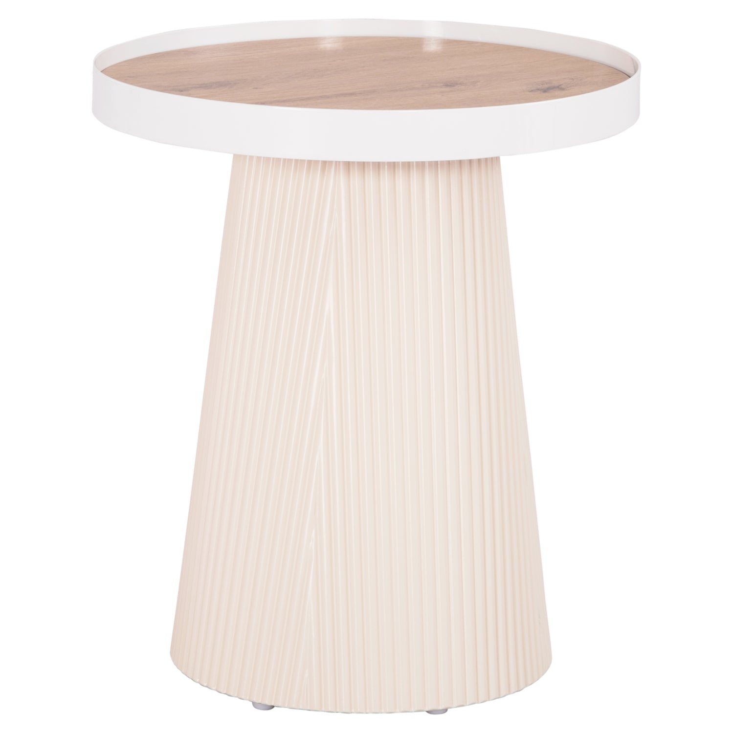 ΤΡΑΠΕΖΑΚΙ ΒΟΗΘΗΤΙΚΟ DENTON HM18023.02 MDF TOP ΦΥΣΙΚΟ ΞΥΛΟΥ-ΒΑΣΗ ΛΕΥΚΗ Φ45x51,5Υεκ.