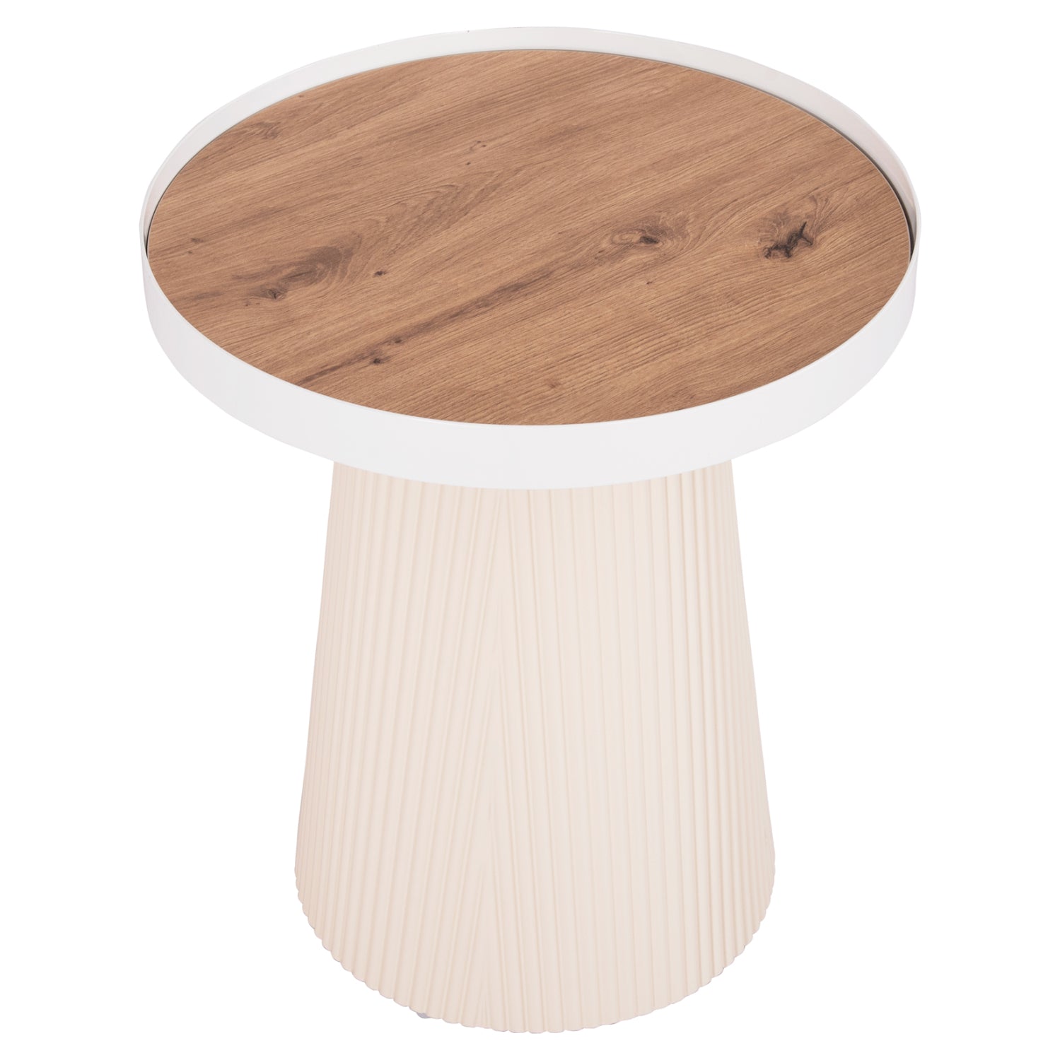 ΤΡΑΠΕΖΑΚΙ ΒΟΗΘΗΤΙΚΟ DENTON HM18023.02 MDF TOP ΦΥΣΙΚΟ ΞΥΛΟΥ-ΒΑΣΗ ΛΕΥΚΗ Φ45x51,5Υεκ.