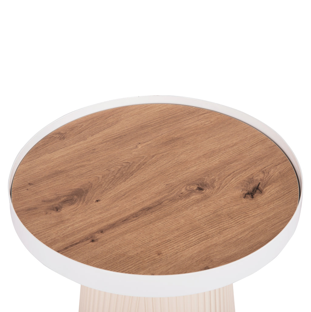 ΤΡΑΠΕΖΑΚΙ ΒΟΗΘΗΤΙΚΟ DENTON HM18023.02 MDF TOP ΦΥΣΙΚΟ ΞΥΛΟΥ-ΒΑΣΗ ΛΕΥΚΗ Φ45x51,5Υεκ.