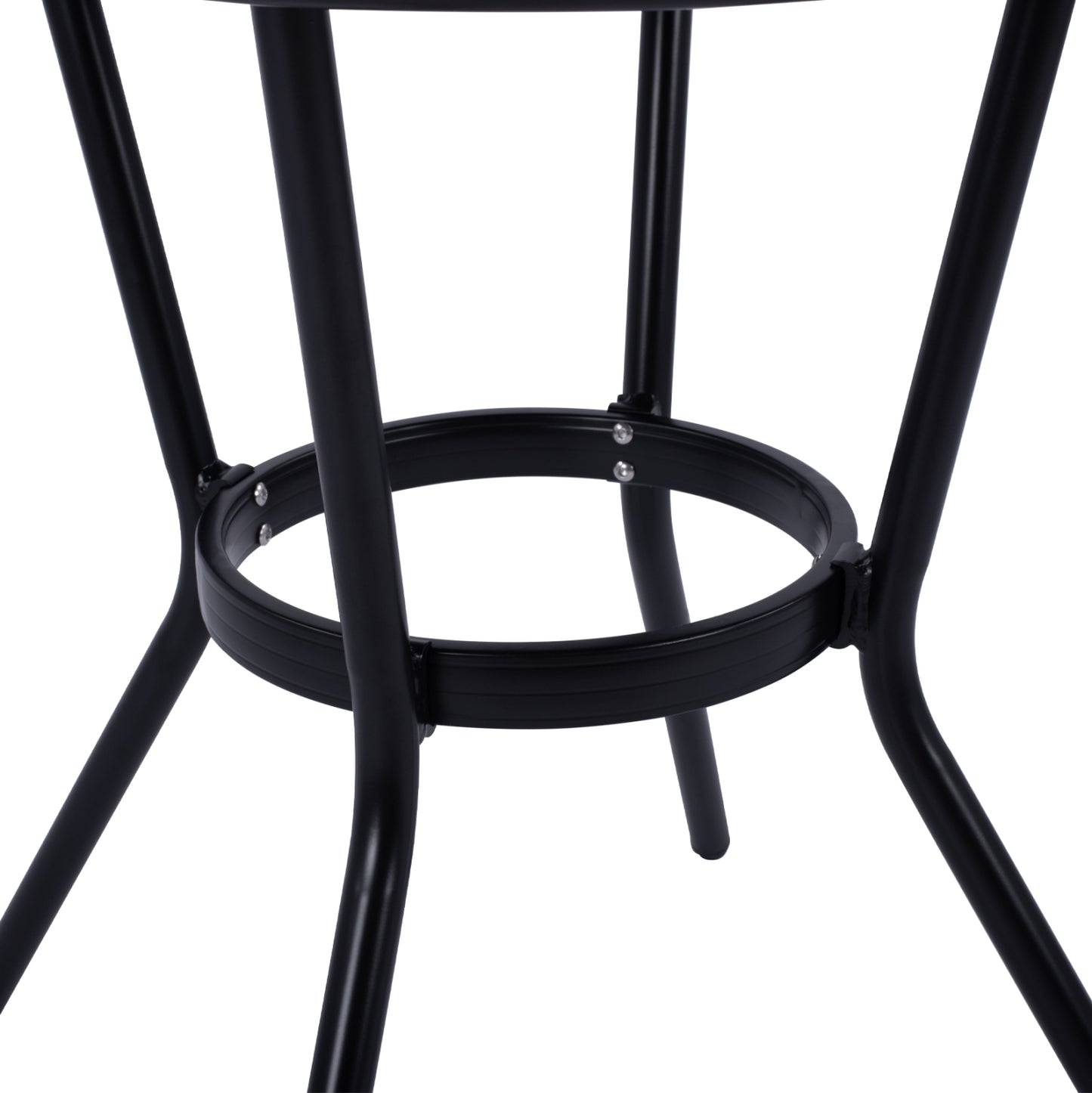 ΤΡΑΠΕΖΙ ΑΛΟΥΜΙΝΙΟΥ MOSES Φ70 BAMBOO LOOK HM5532.02 ΜΑΥΡΟ ΜΕ ΓΥΑΛΙ Φ70X76 εκ