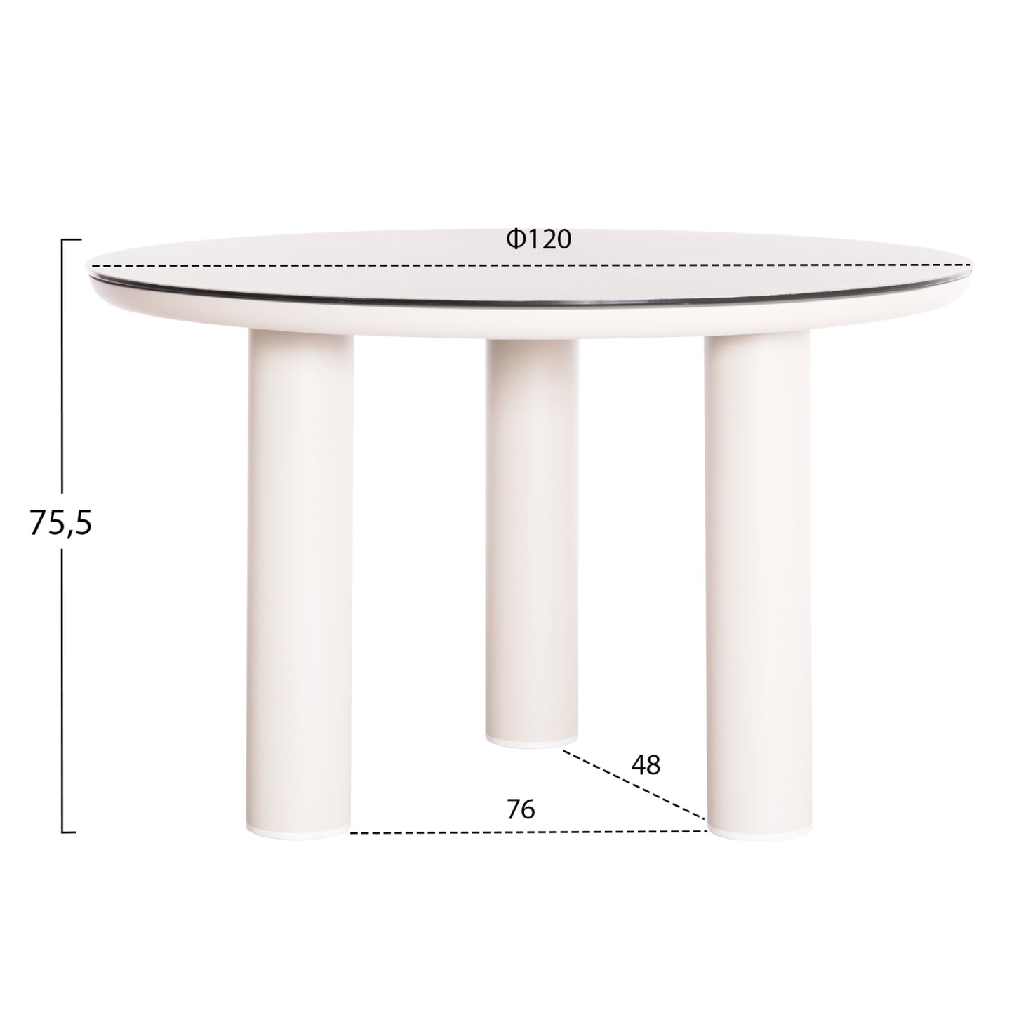 ΤΡΑΠΕΖΙ ΑΛΟΥΜΙΝΙΟΥ DOSUN HM6201.02 ΚΡΕΜ ΣΚΕΛΕΤΟΣ-3D PRINT ΓΥΑΛΙ-ΚΕΡΑΜΙΚΟ LOOK Φ120εκ